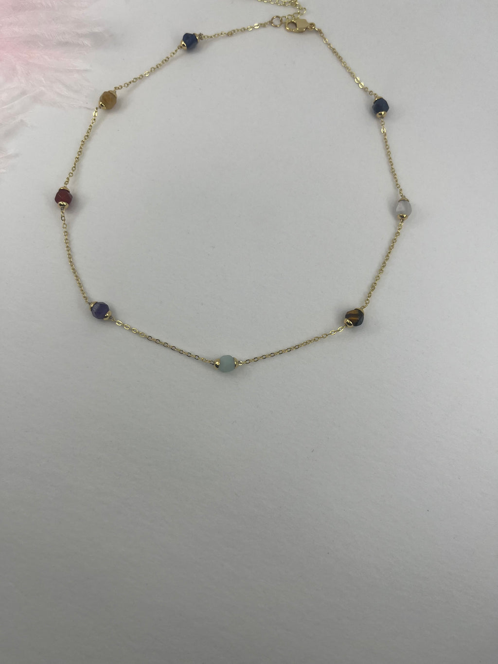 Chakra natural gemstone Necklace: tiger eye, quartz, amethyst, agate, amazonite, sodalite