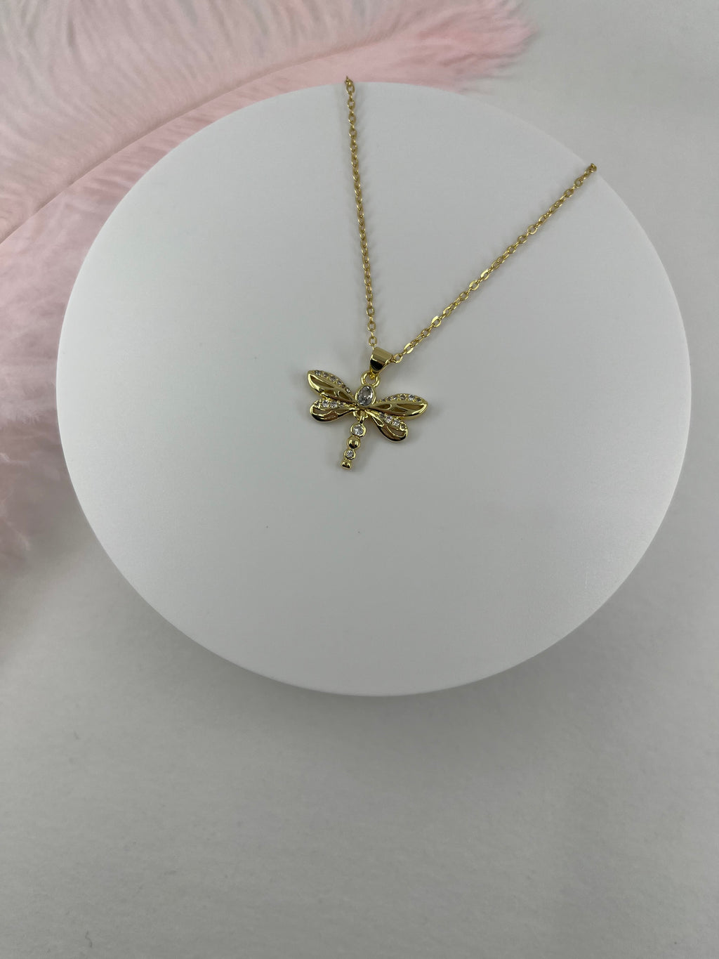 Dragonfly Choker Necklace, Real 18K Gold Plated