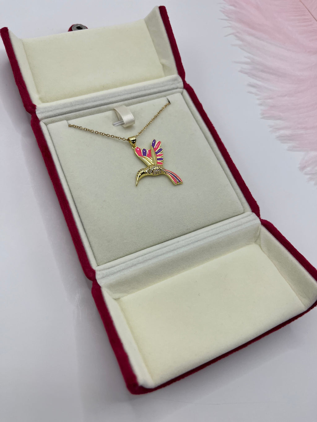 Hummingbird Necklace, Real 18K Gold Plated