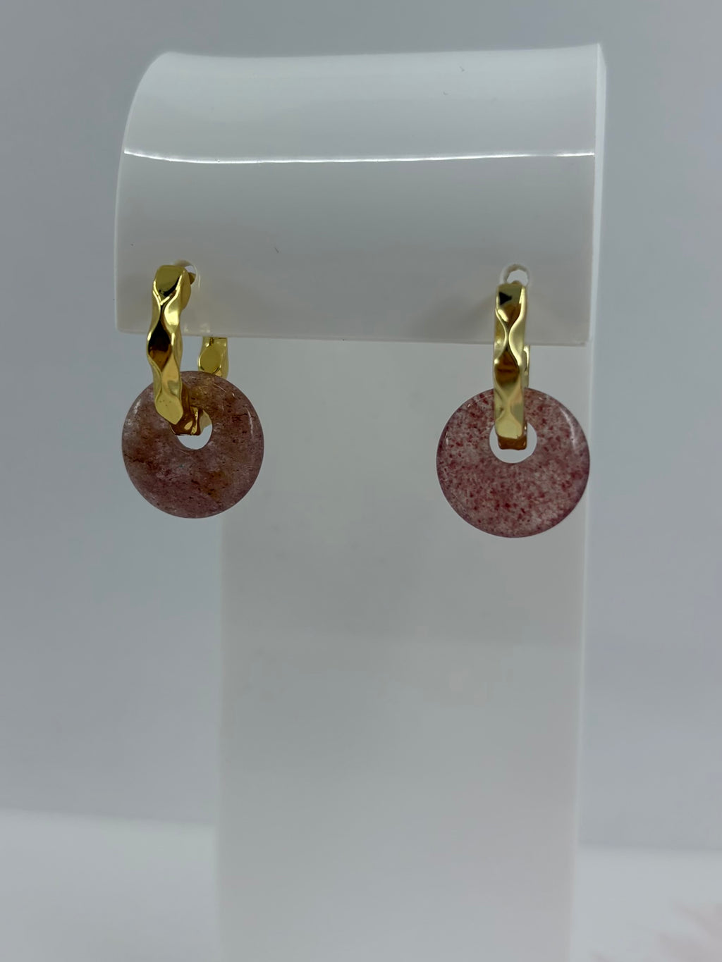 Strawberry Quartz Donut Earrings and Necklace