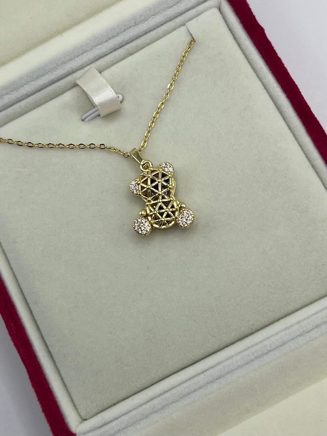 Teddy Bear Necklace, pendant  Real 16K Gold Plated