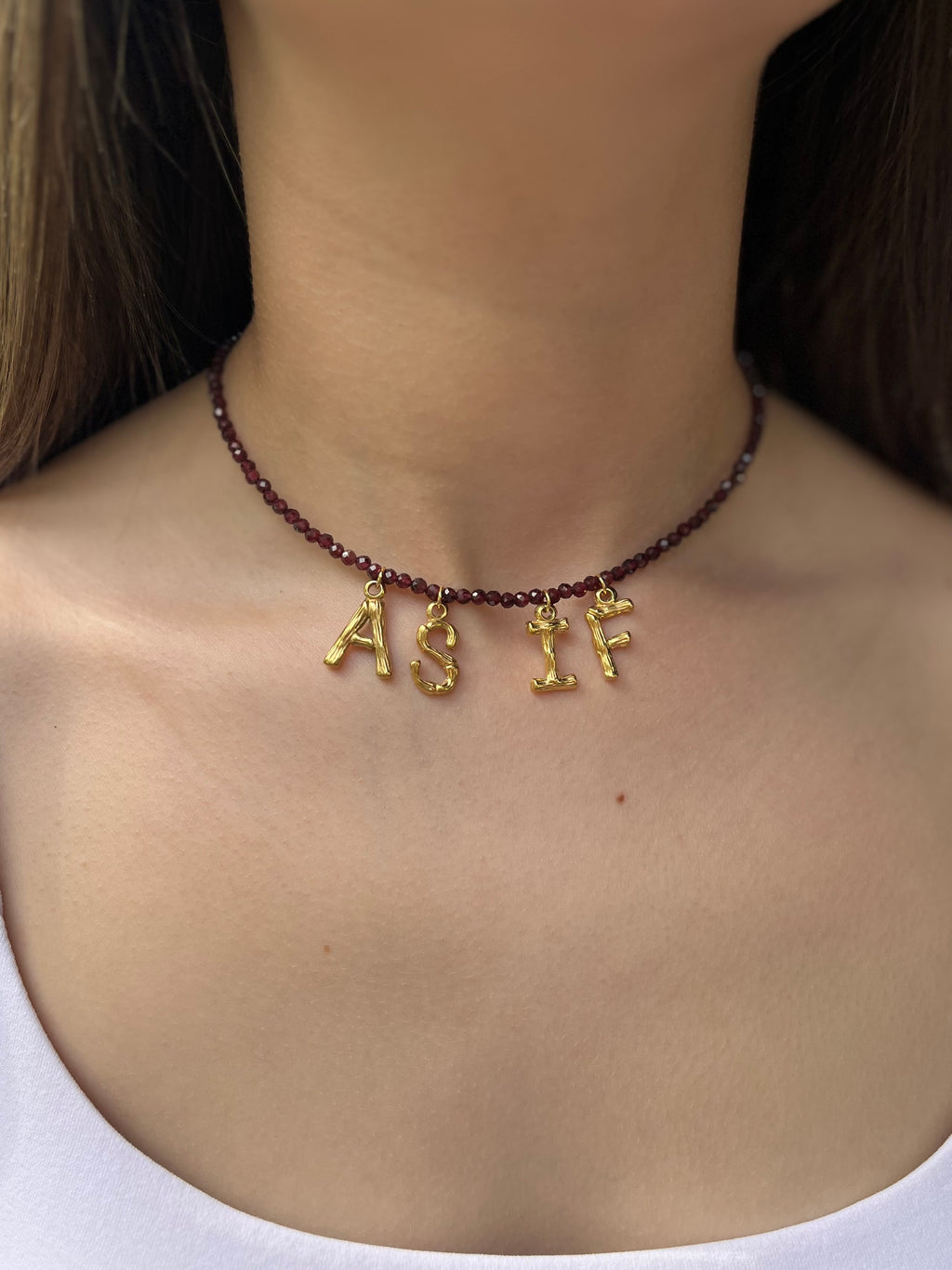 Natural Garnet choker with 18gold pendants AS IF