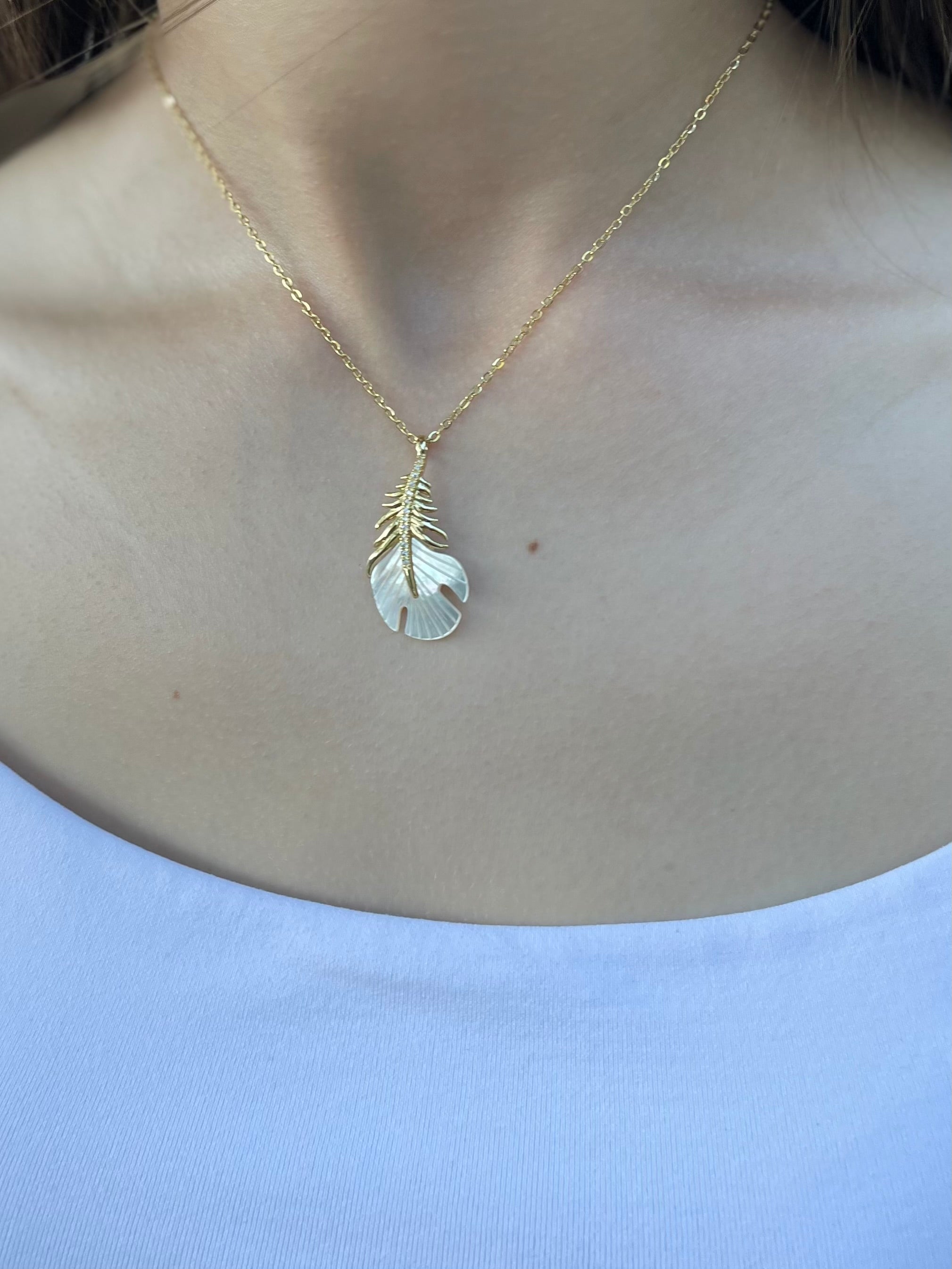 Necklace with 14K gold Feather pendant
