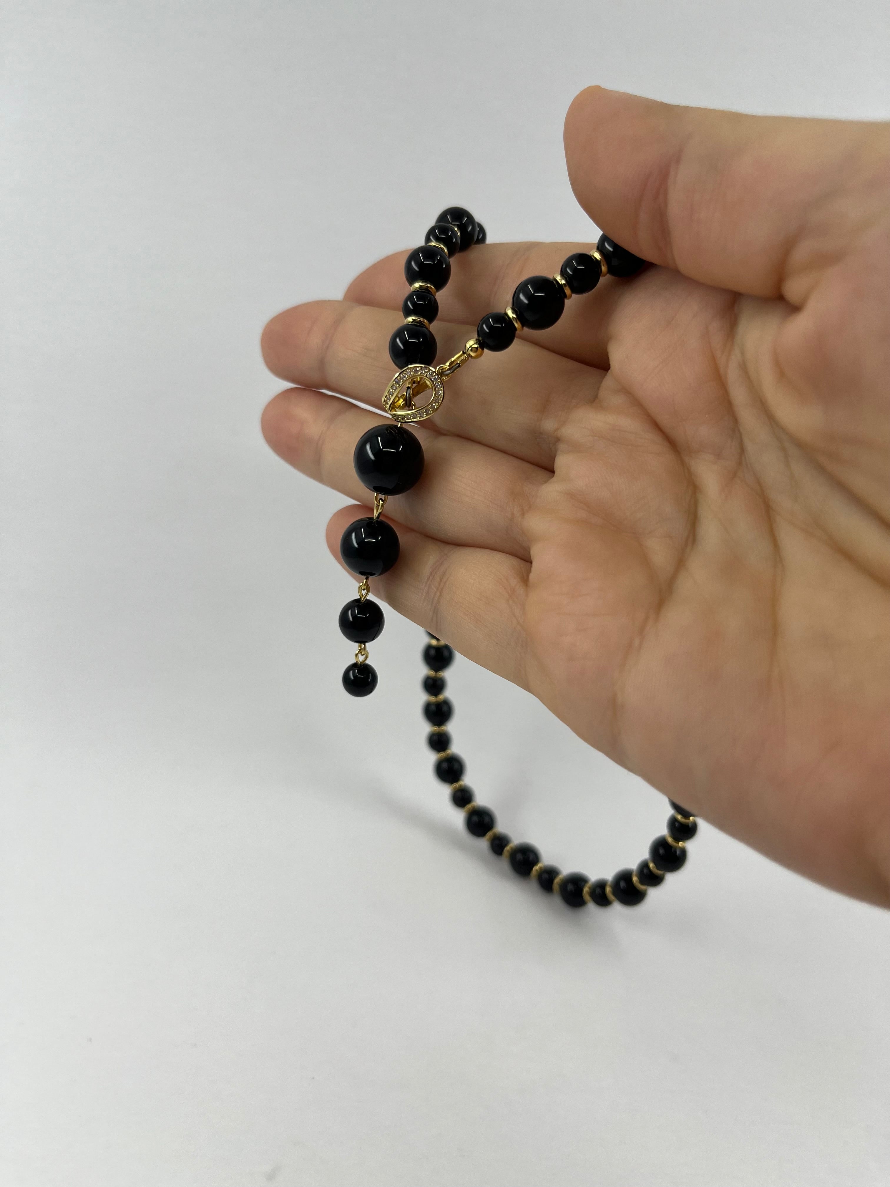 Set: Black Onyx Necklace and Earrings:18K Gold Plated