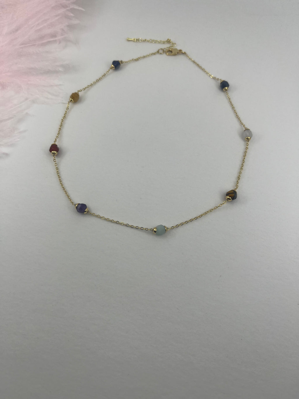 Chakra natural gemstone Necklace: tiger eye, quartz, amethyst, agate, amazonite, sodalite