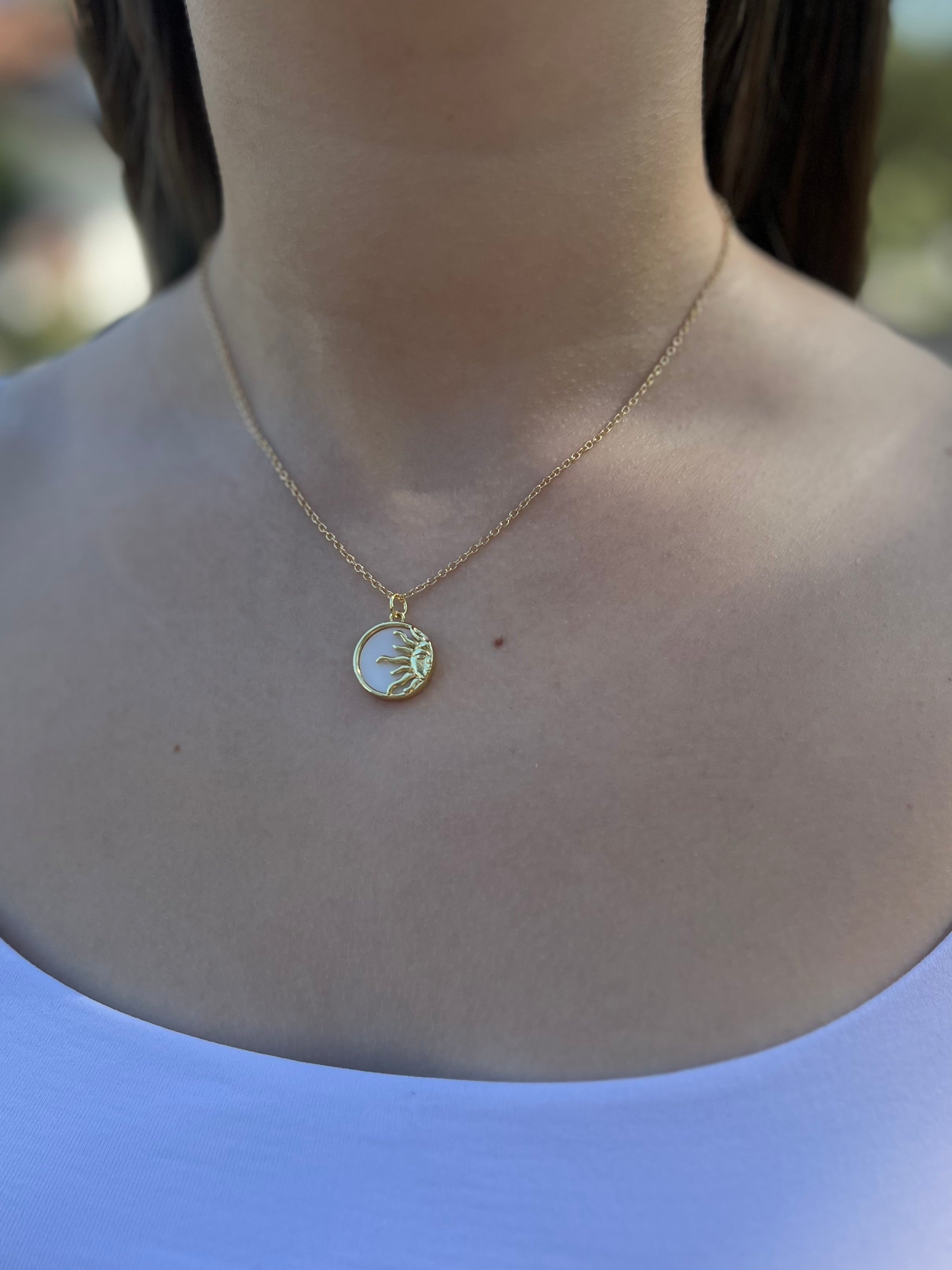 Sun Shell Necklace, Real 18K Gold Plated