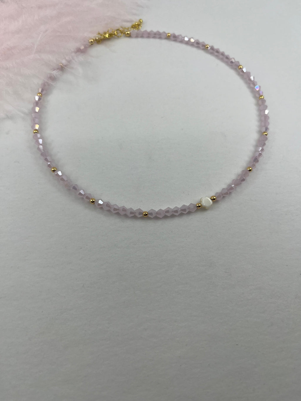 Pink Crystal Choker Necklace – 18K Gold Plated clasp