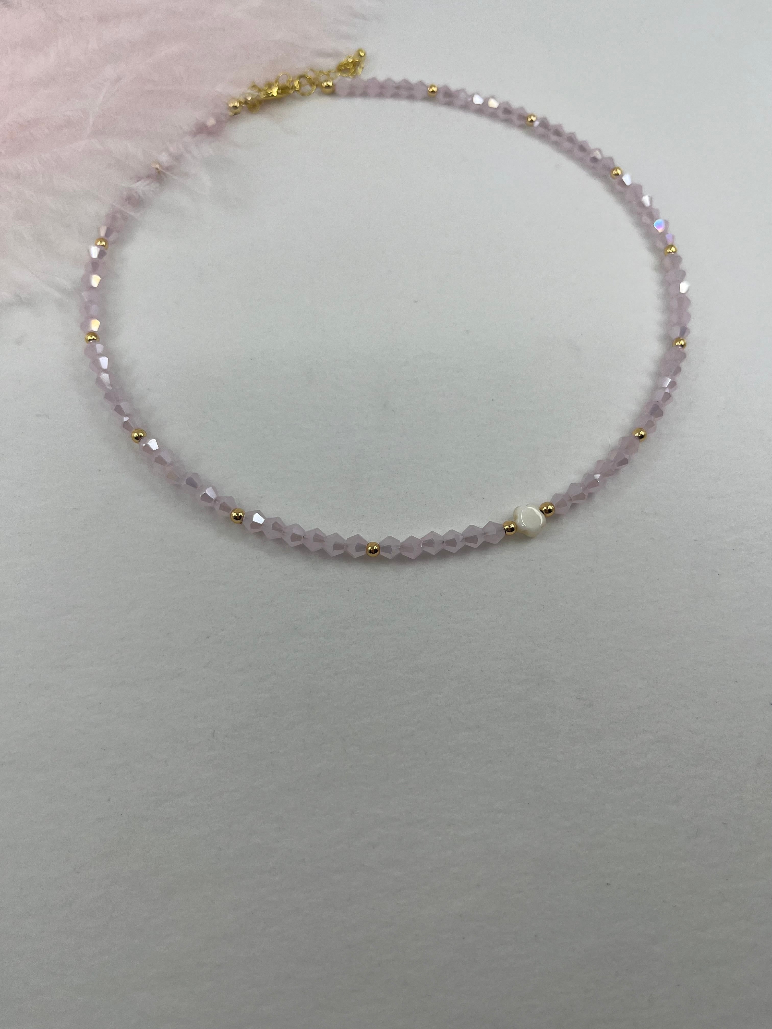 Pink Crystal Choker Necklace – 18K Gold Plated clasp
