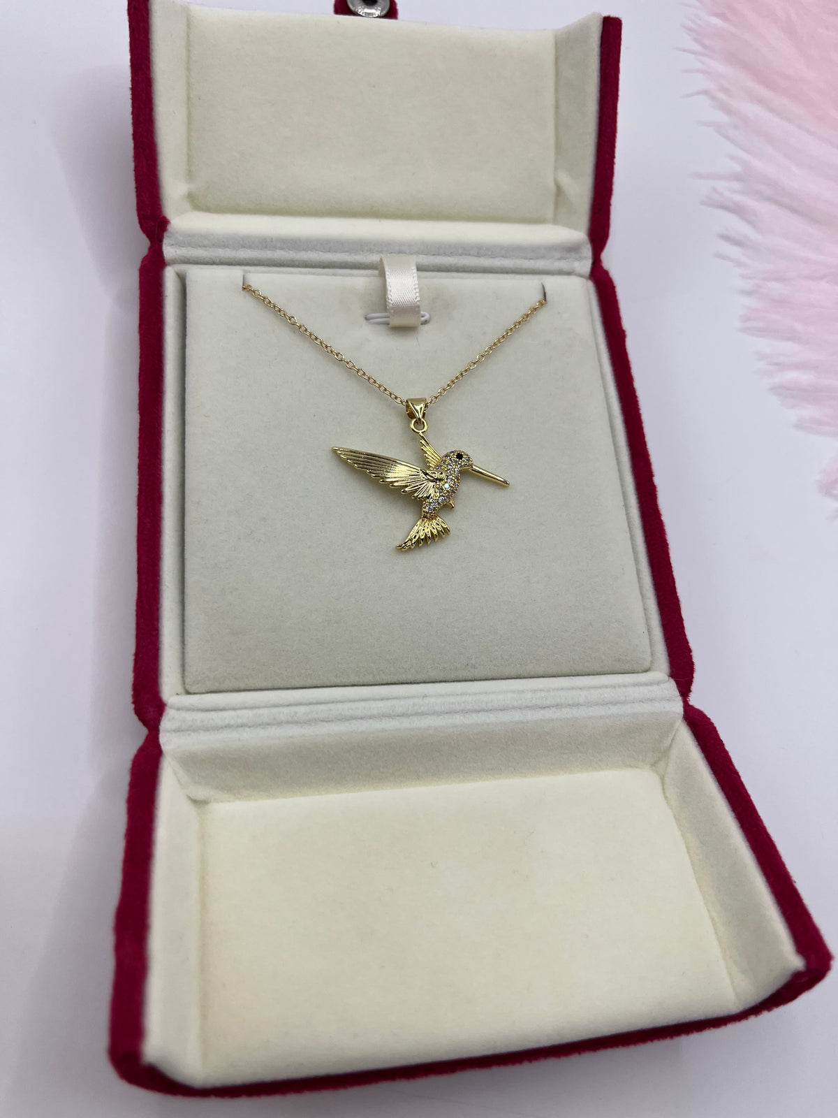Hummingbird Necklace, Real 18K Gold Plated