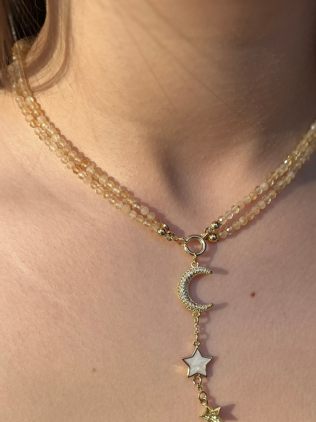 Citrine Y-Necklace, 18k gold plated