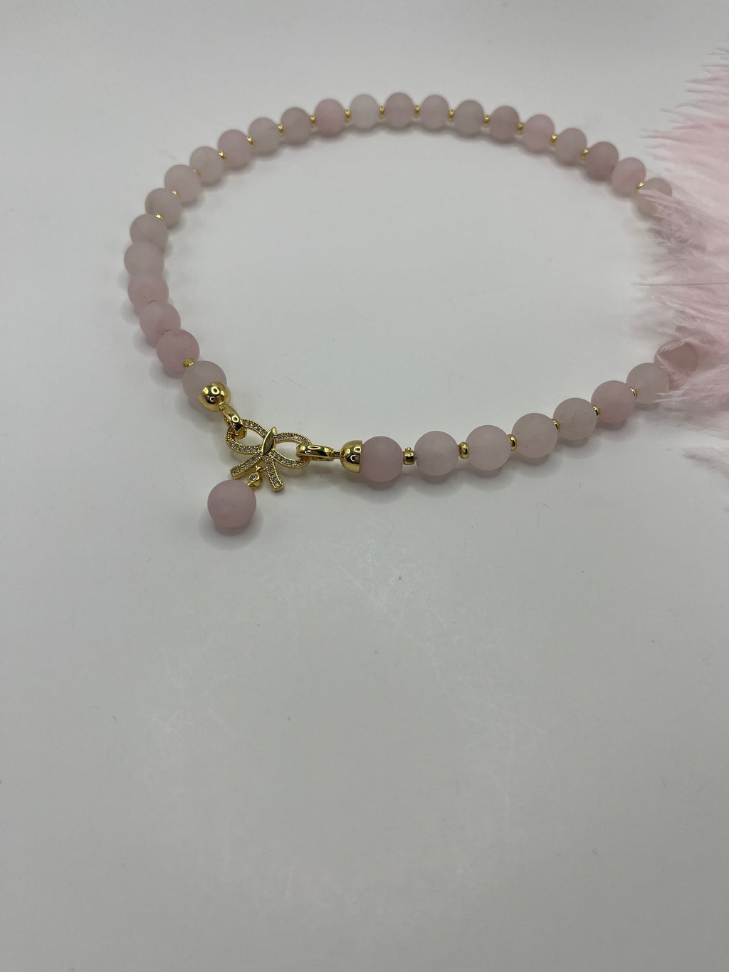 Set: Rose Quartz Necklace and Earrings