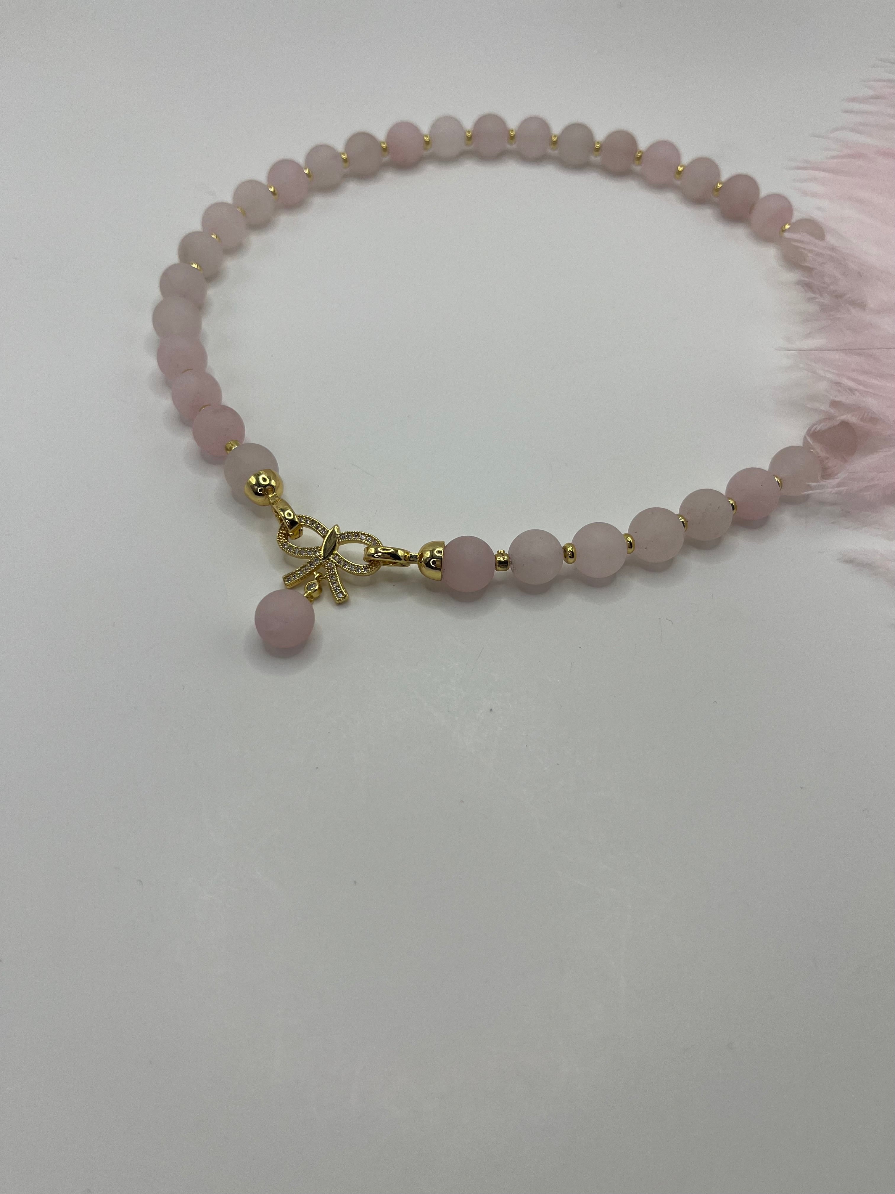Set: Rose Quartz Necklace and Earrings