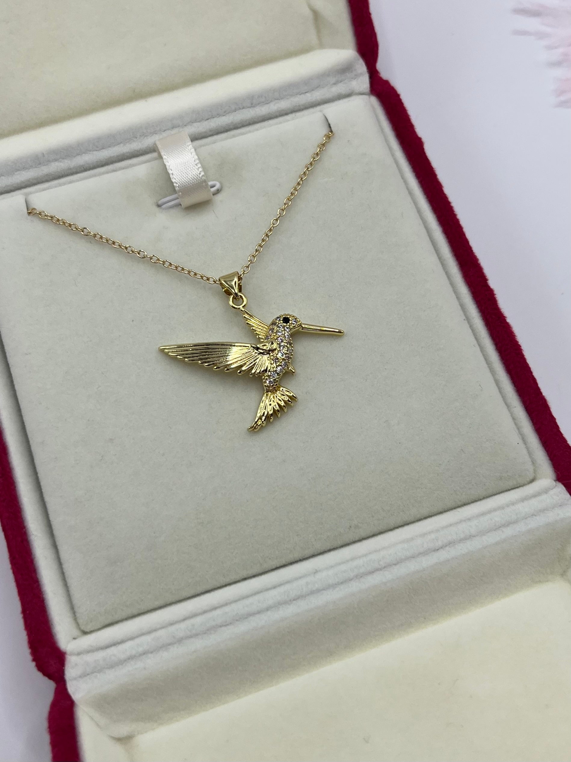 Hummingbird Necklace, Real 18K Gold Plated