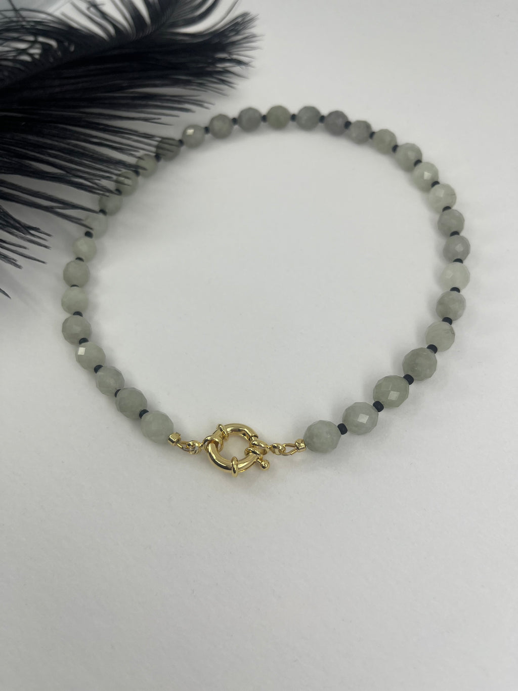 Natural Malaysia Jade Necklace with Gold clasp