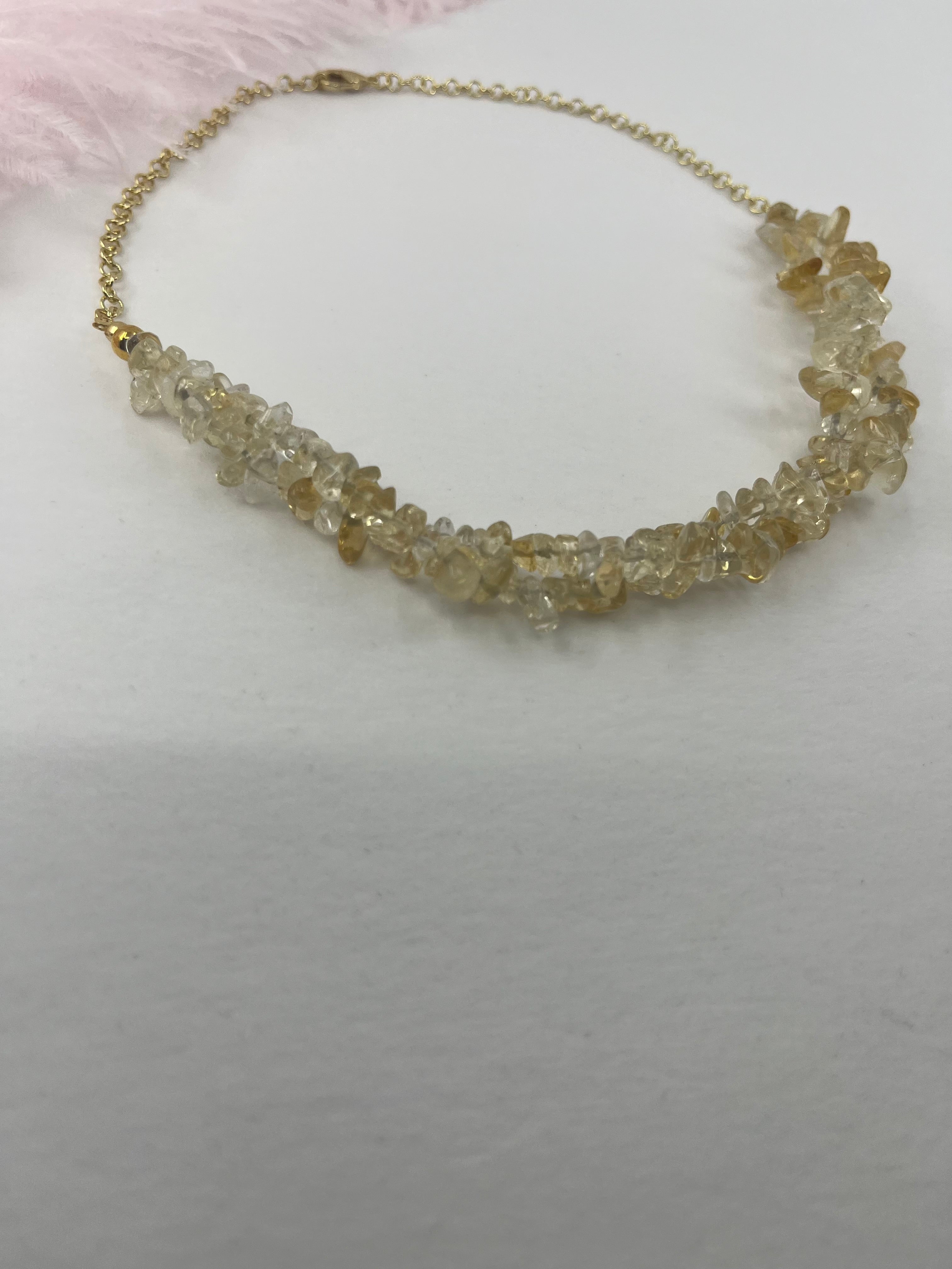Natural Citrine Necklace, 18k gold plated