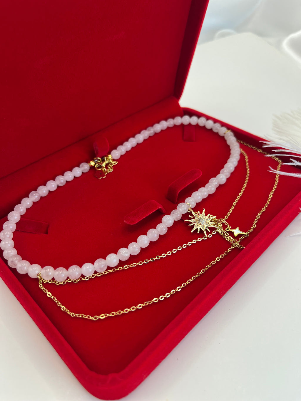 White Jade Y - Necklace Sun pendant – 18K Gold Plated