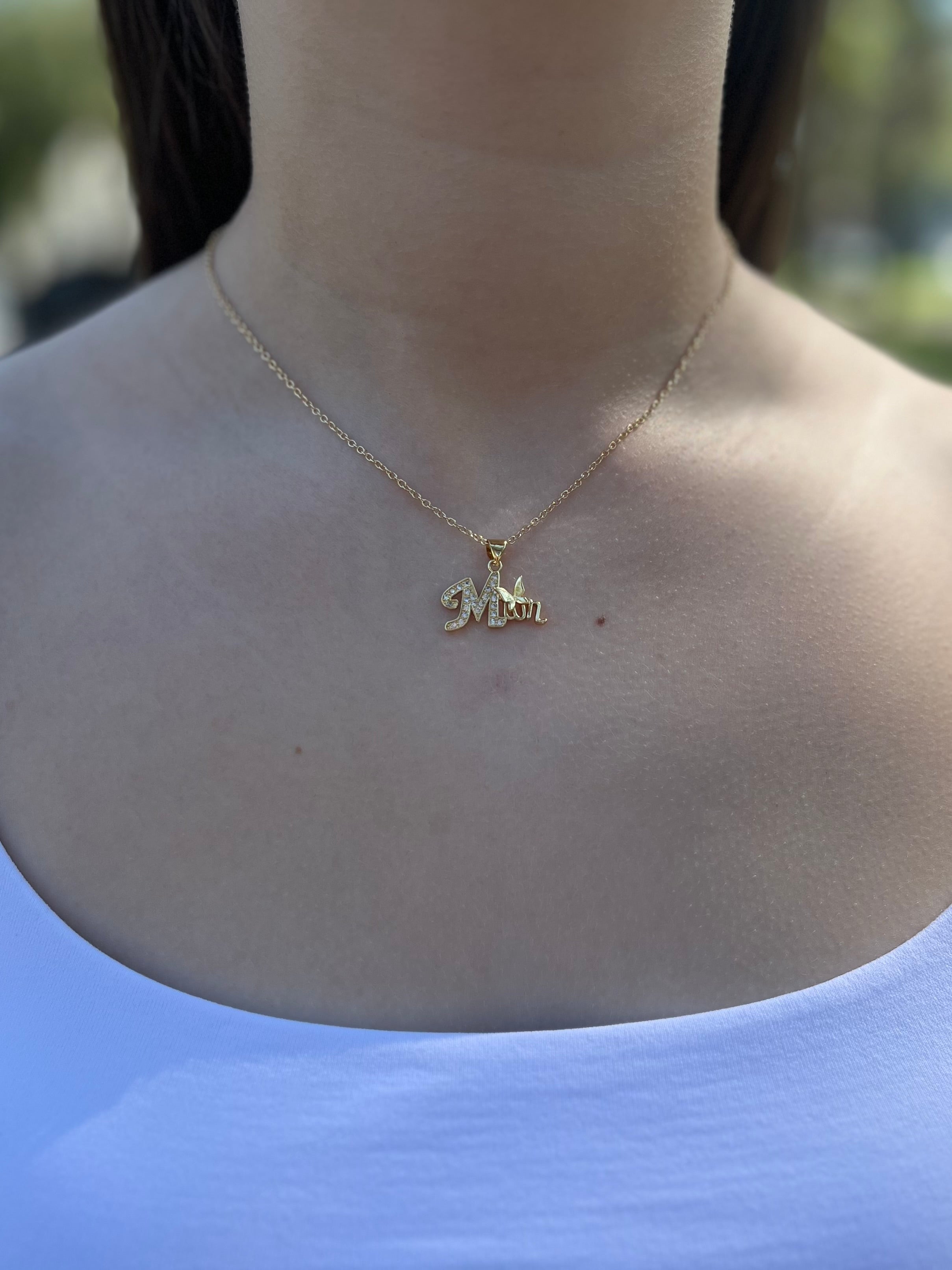 Mothers Necklace, pendant  Real 18K Gold Plated