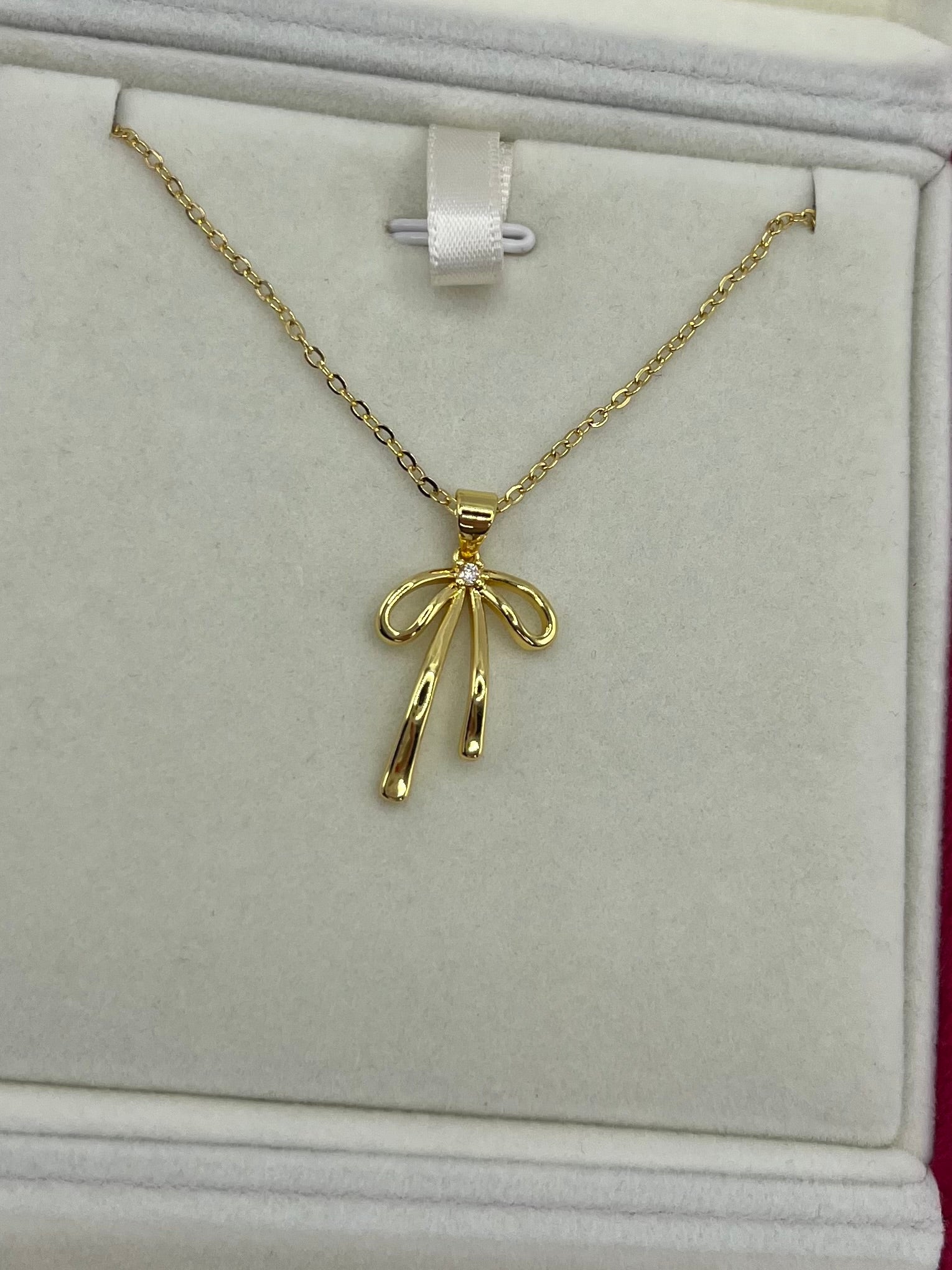 Bow Necklace, Real 18K Gold Plated