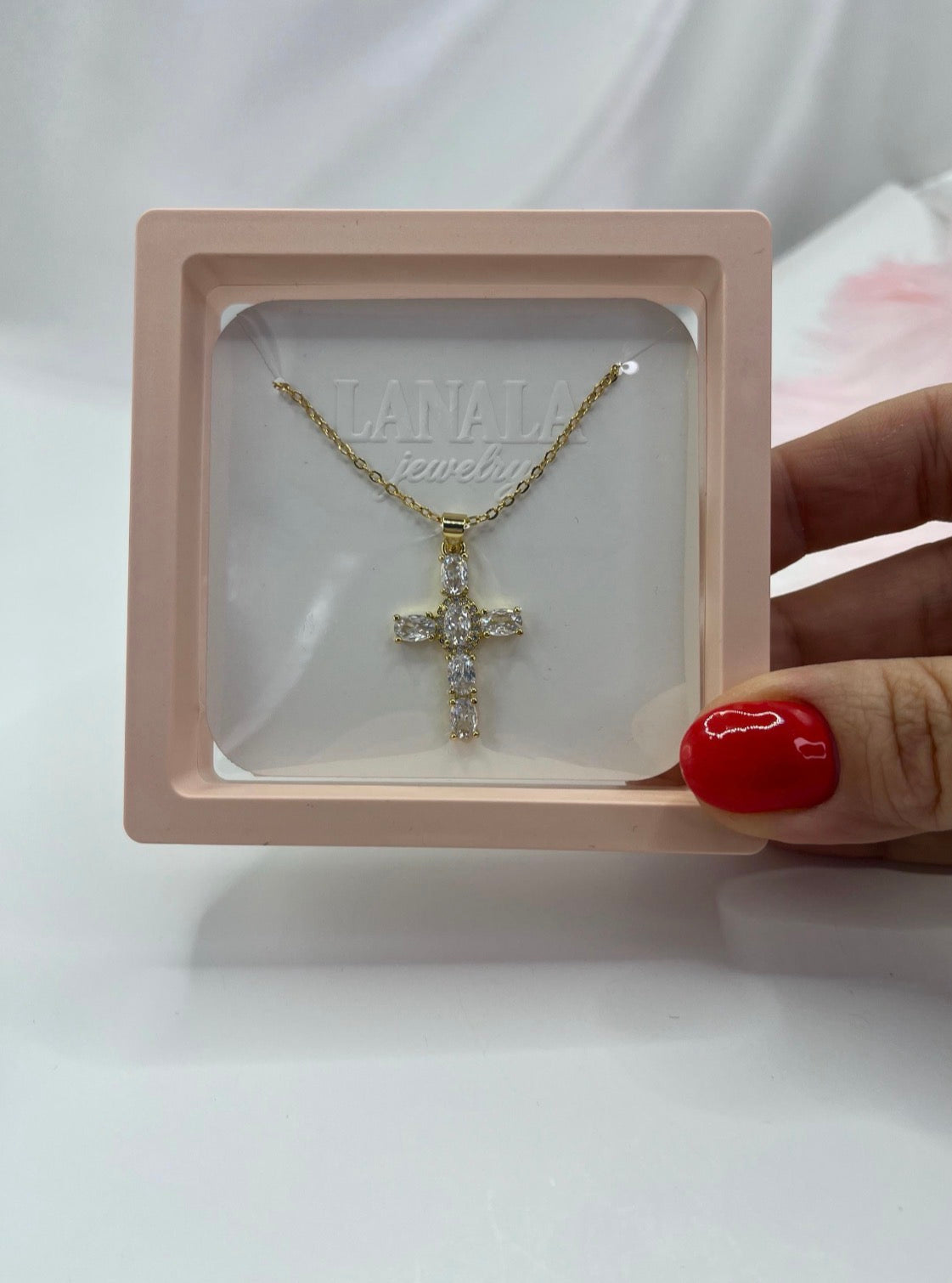 Cross Necklace, Real 18K Gold Plated
