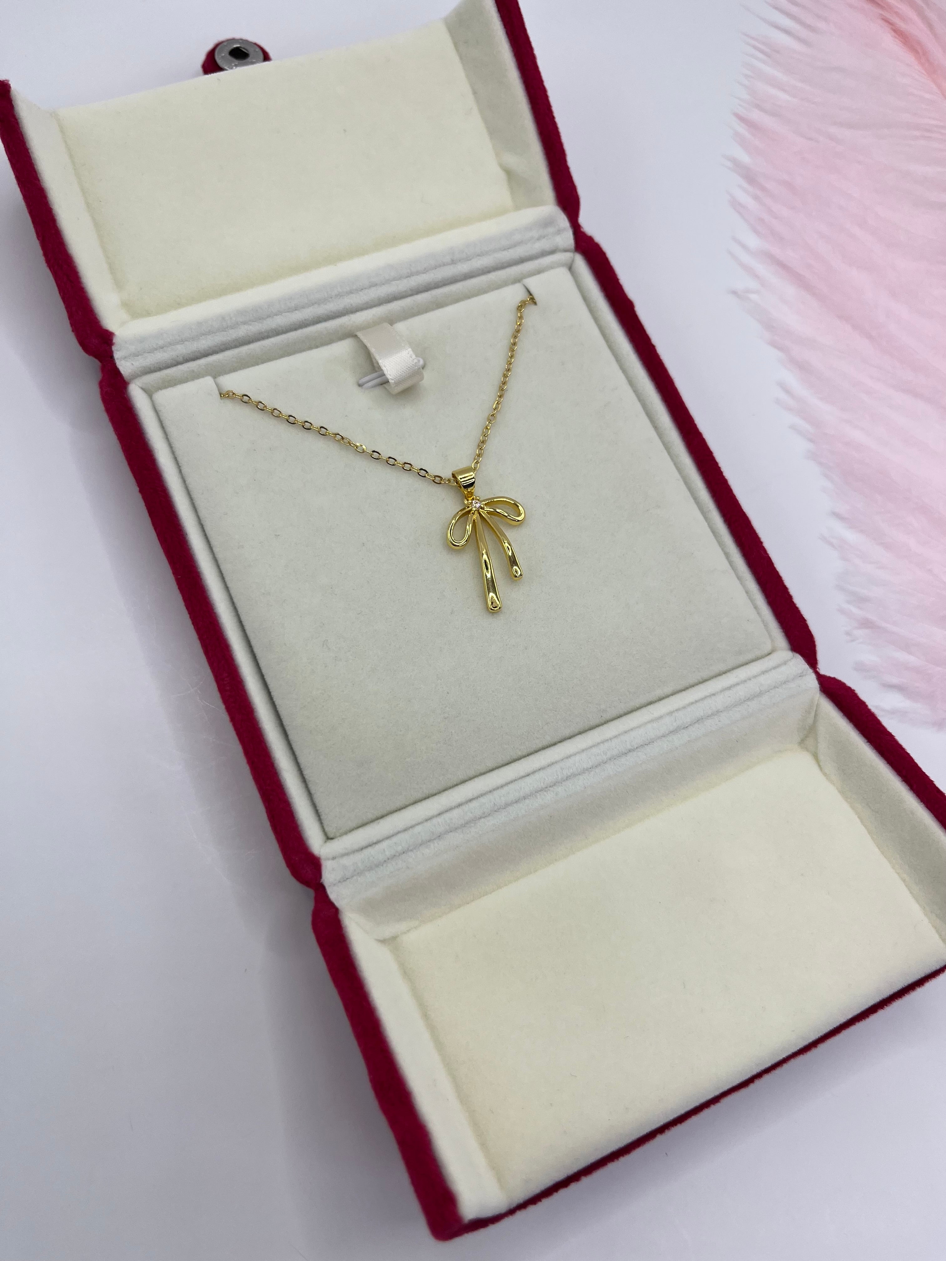 Bow Necklace, Real 18K Gold Plated