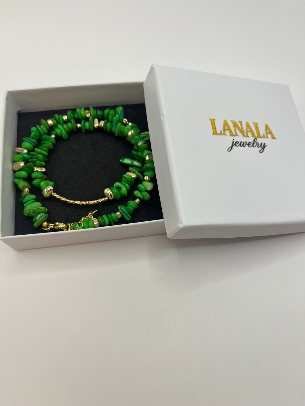 Natural Shell Bead Necklace with 24K Gold-Plated Tube – 4 Colors