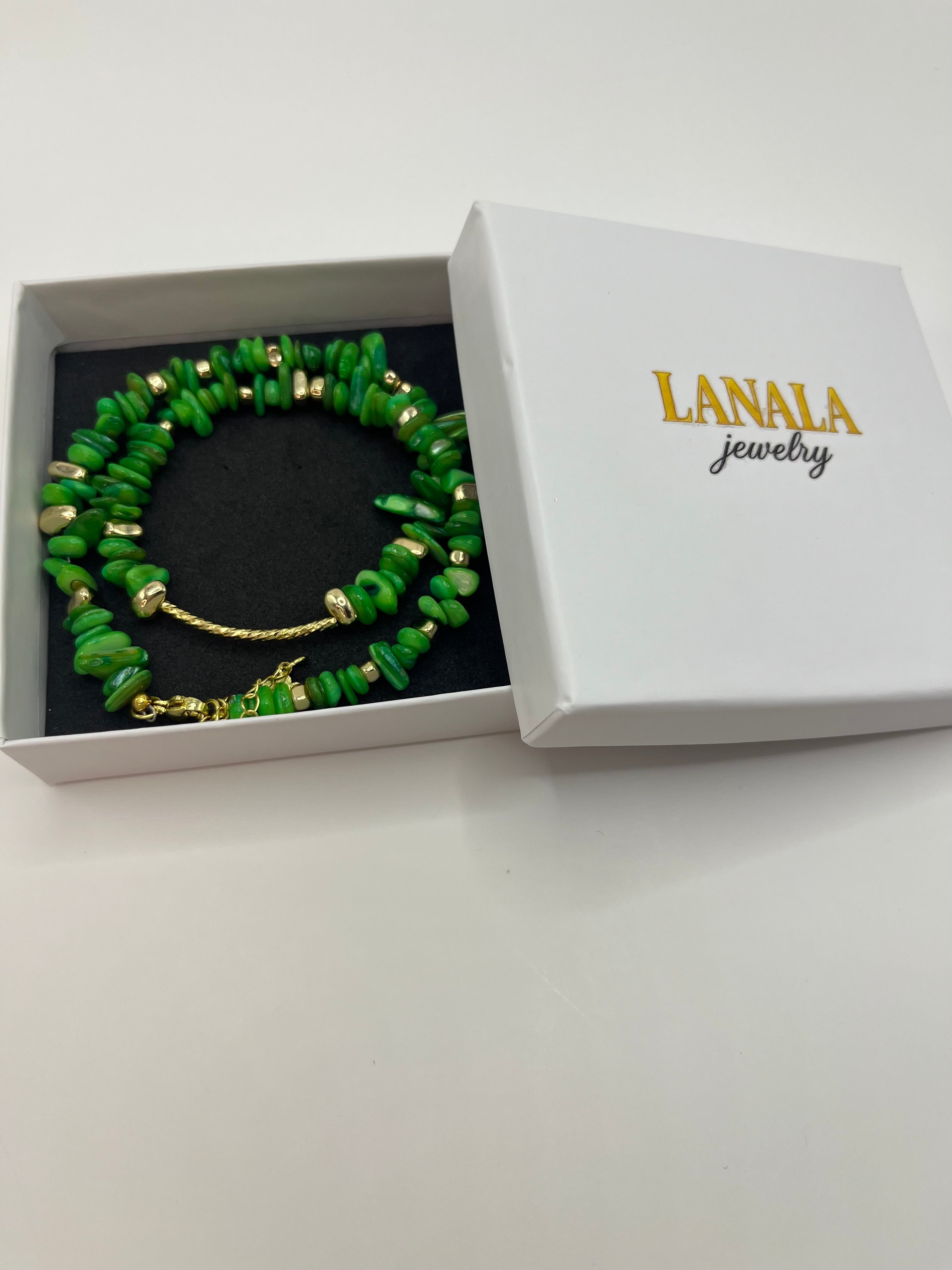 Natural Shell Bead Necklace with 24K Gold-Plated Tube – 4 Colors