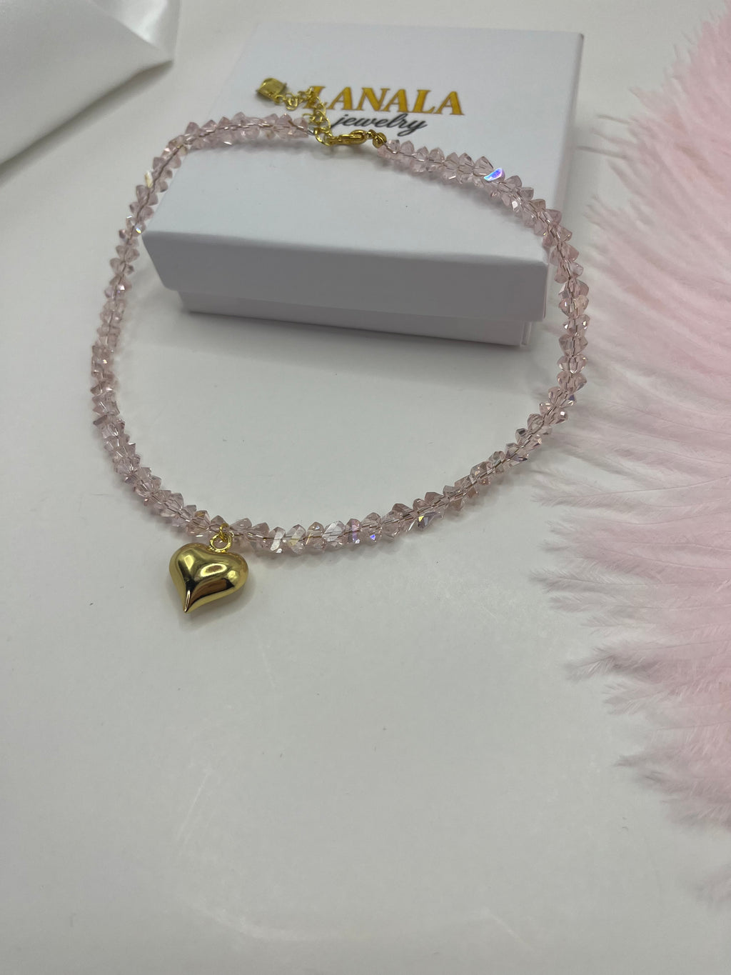 Heart Crystal Choker Necklace – 18K Gold Plated