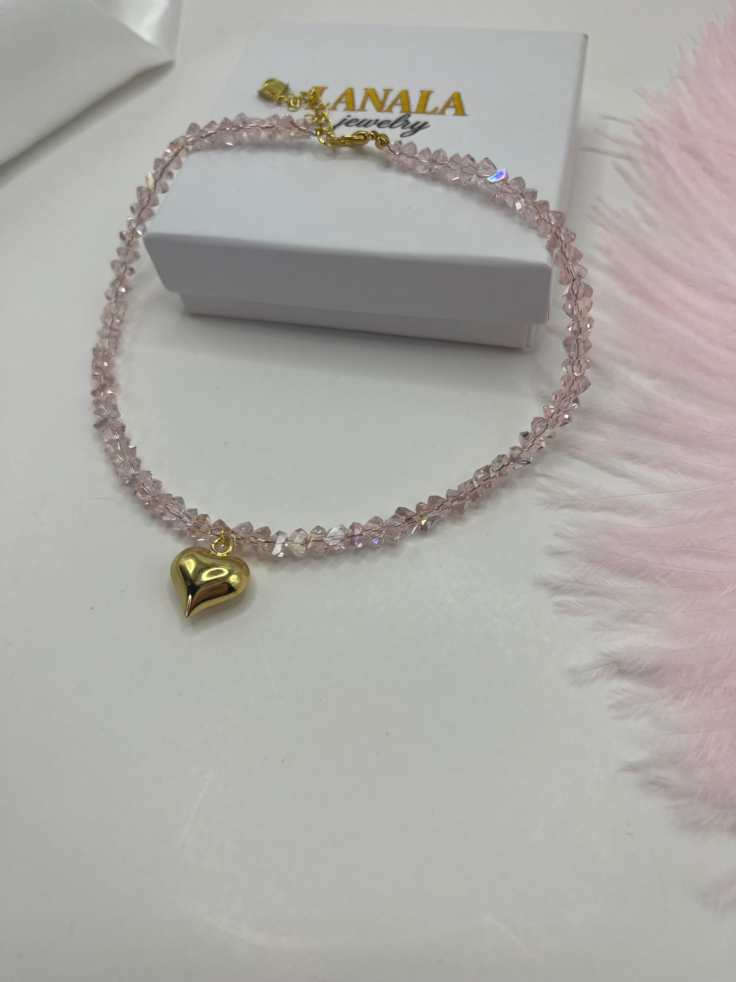Heart Crystal Choker Necklace – 18K Gold Plated