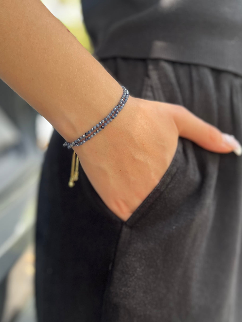 Sapphire layered bracelet with 18K Gold Plated slider