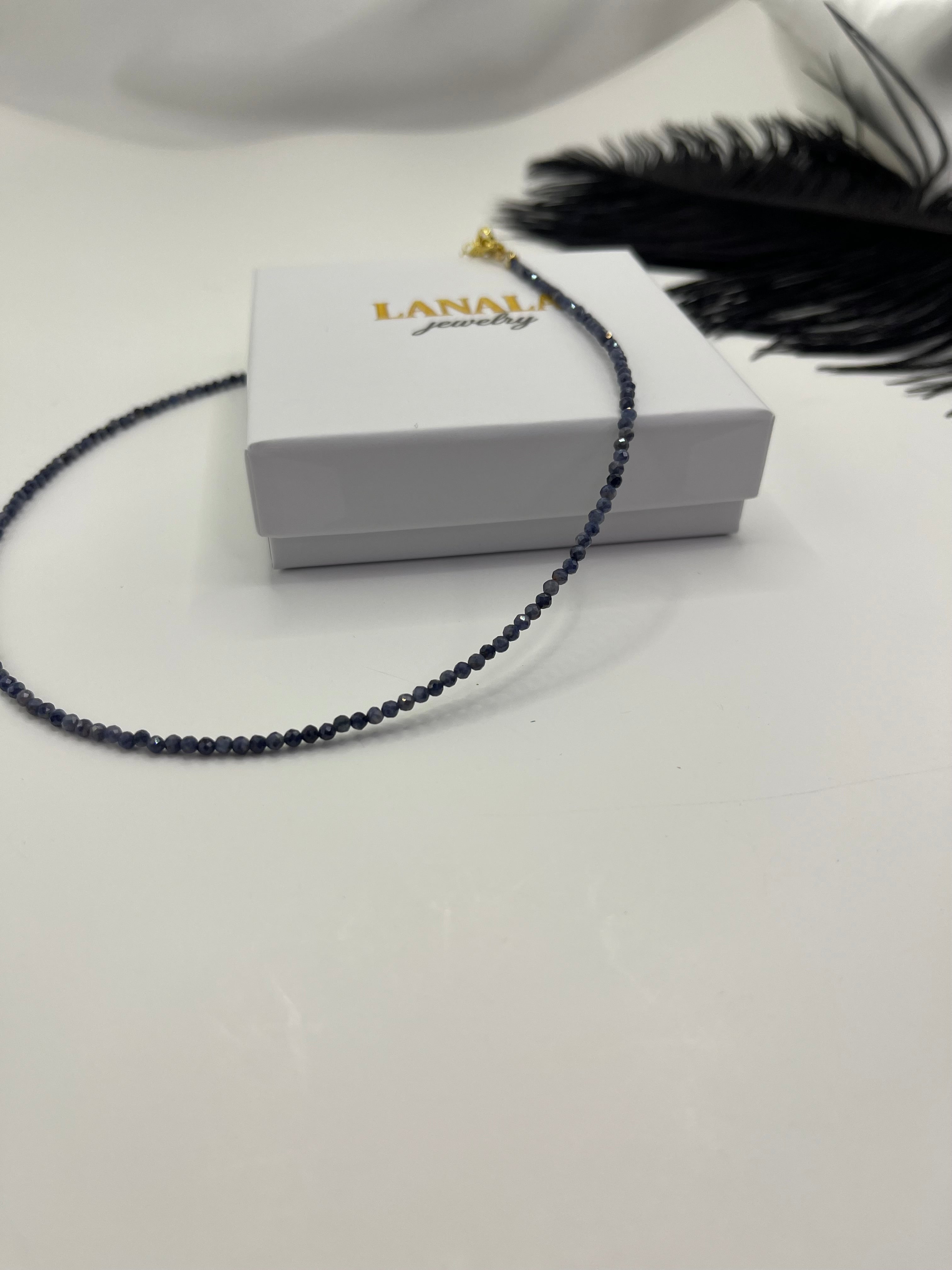 Sapphire Necklace: 18K Gold Plated clasp