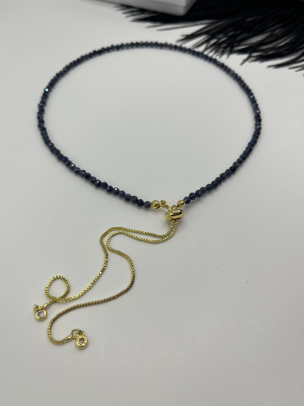 Sapphire Slider Y-Necklace, 18k gold plated