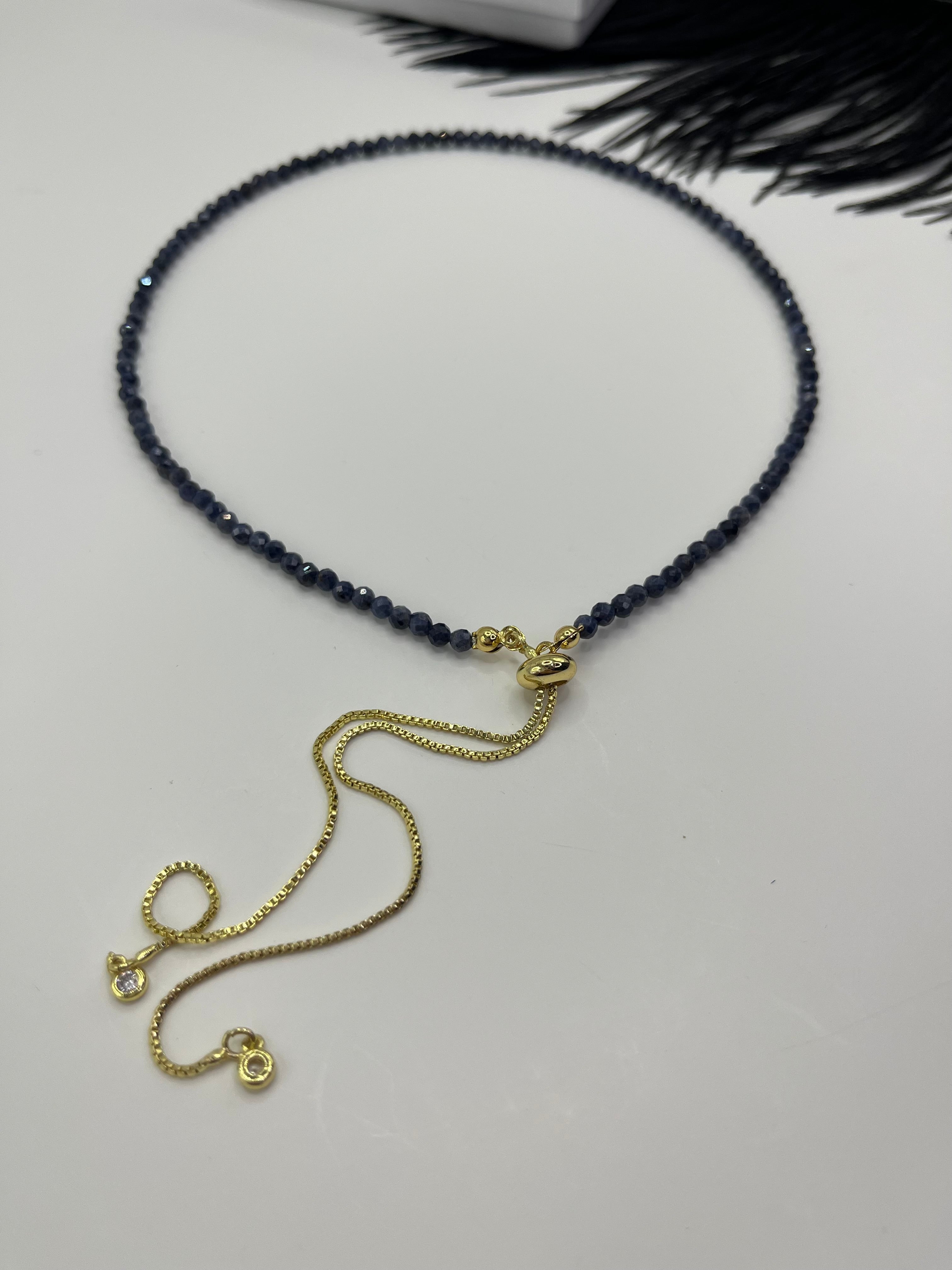 Sapphire Slider Y-Necklace, 18k gold plated