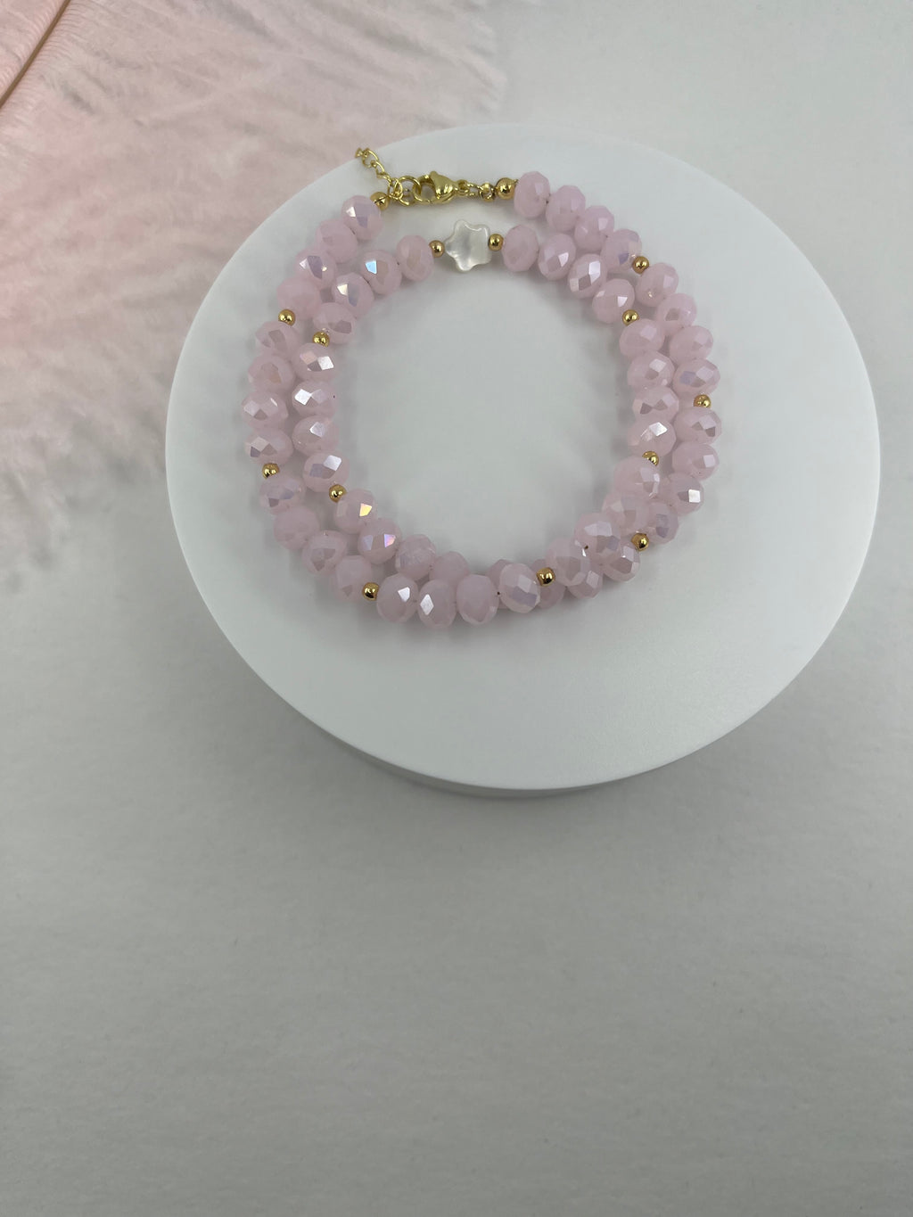 Pink Crystal Choker Necklace – 18K Gold Plated clasp