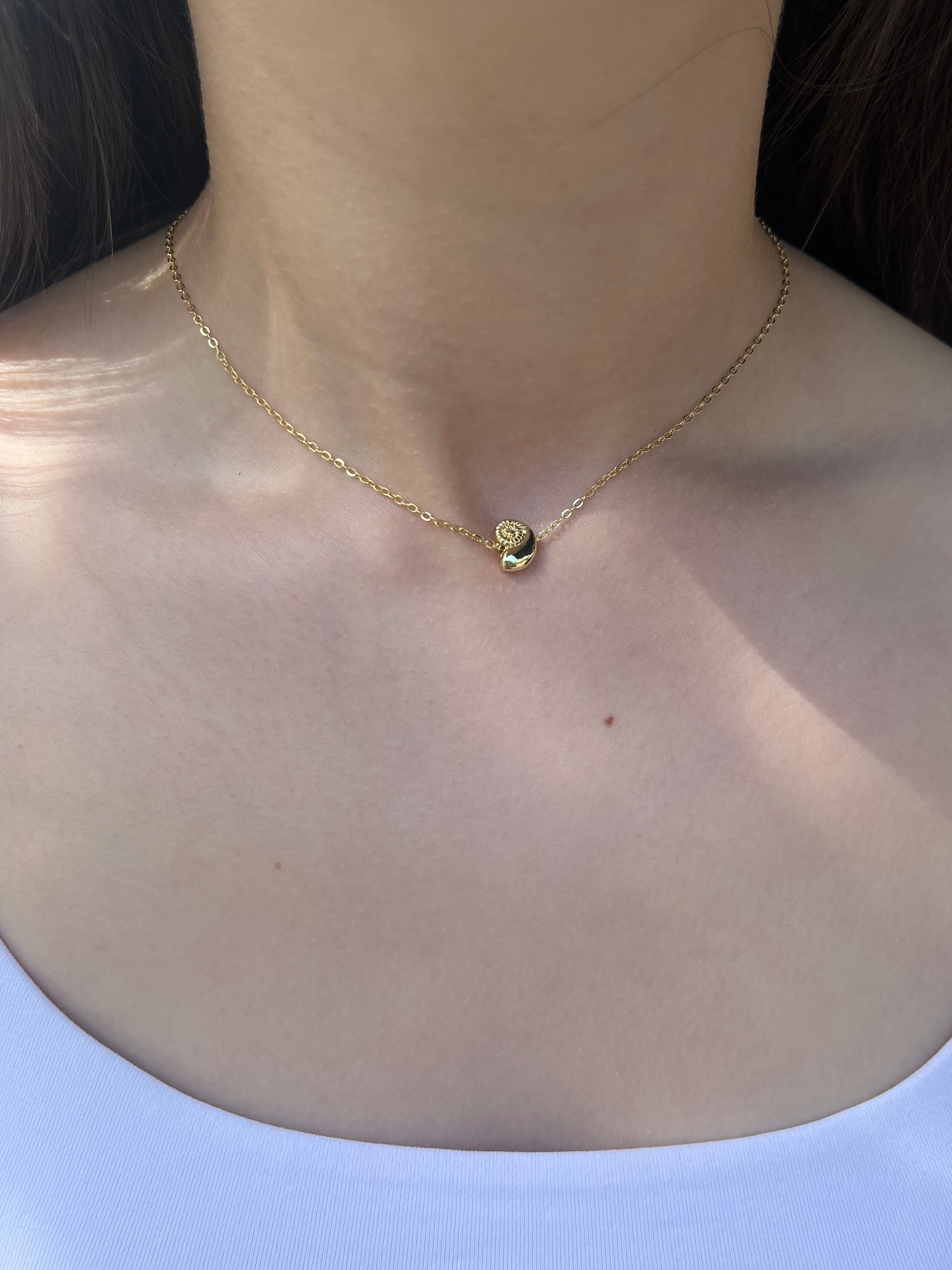 Necklace with 14K Gold shell pendant