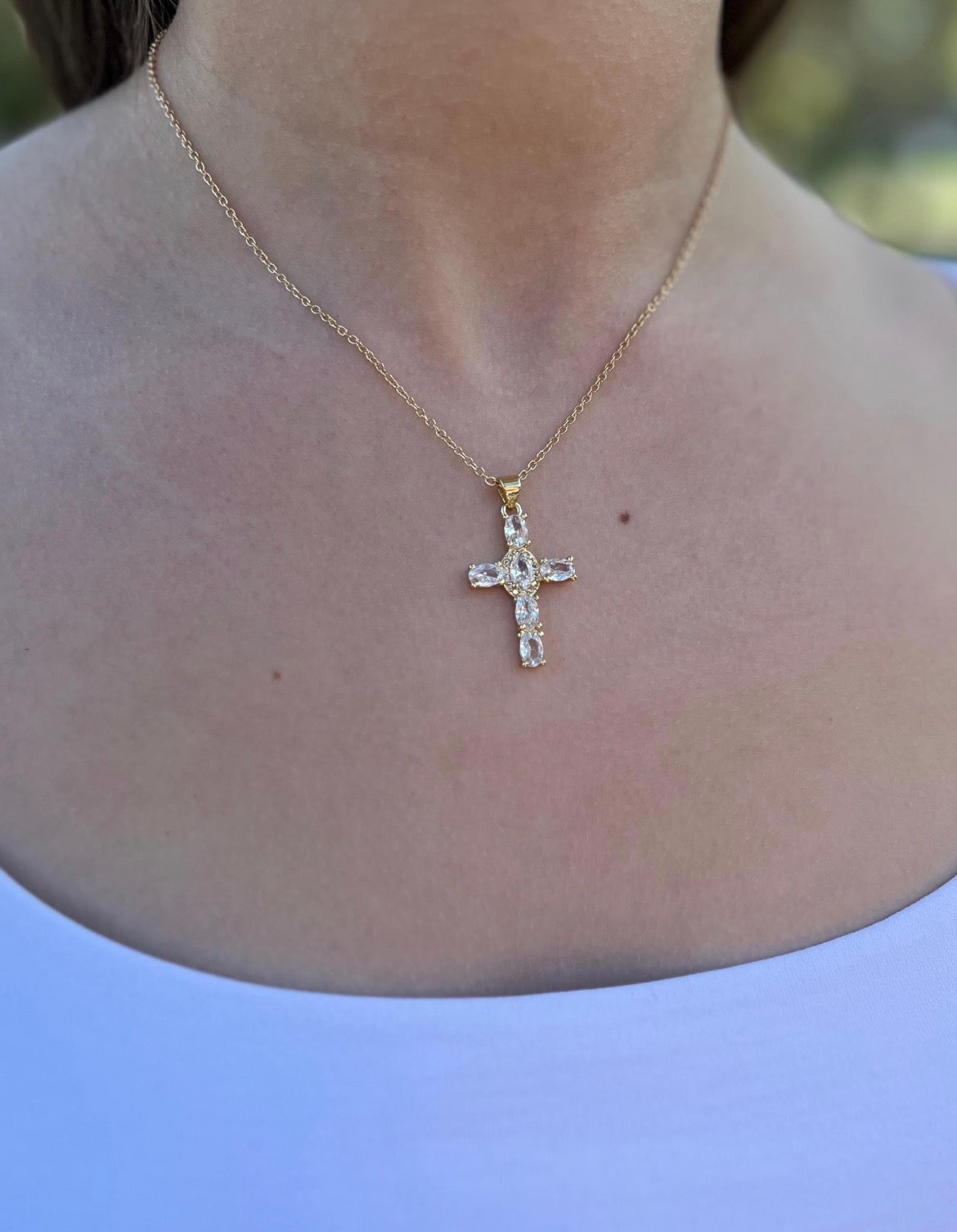 Cross Necklace, Real 18K Gold Plated
