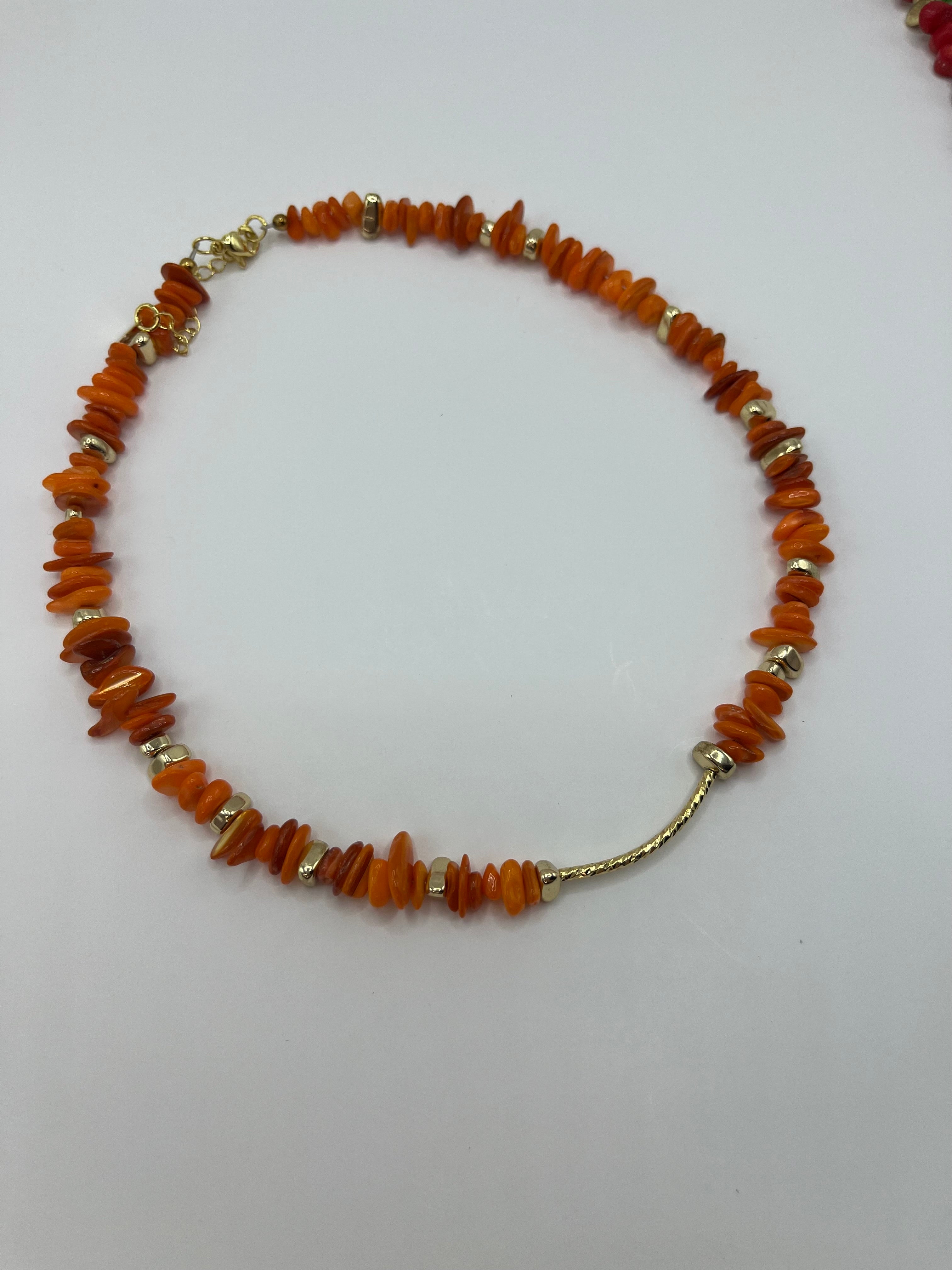 Natural Shell Bead Necklace with 24K Gold-Plated Tube – 4 Colors