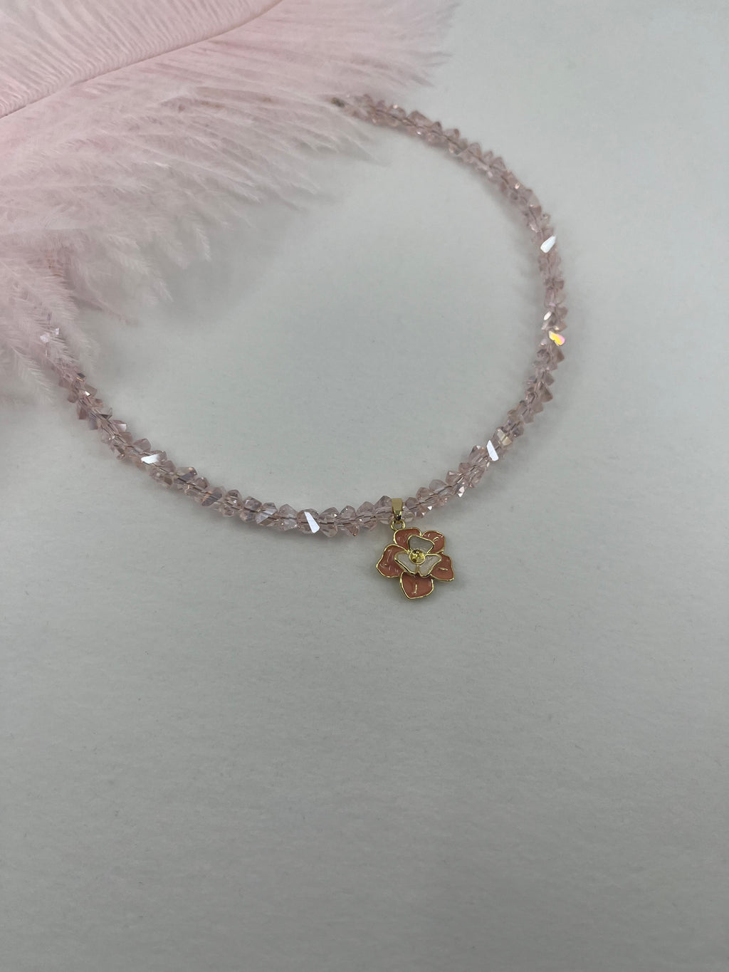 Enamel Flower Crystal Choker Necklace – 18K Gold Plated