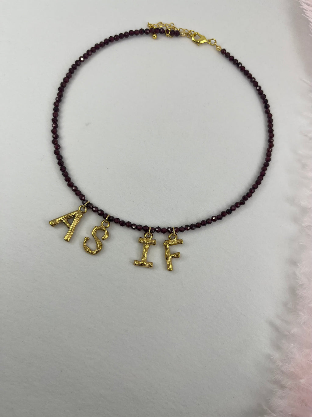 Natural Garnet choker with 18gold pendants AS IF