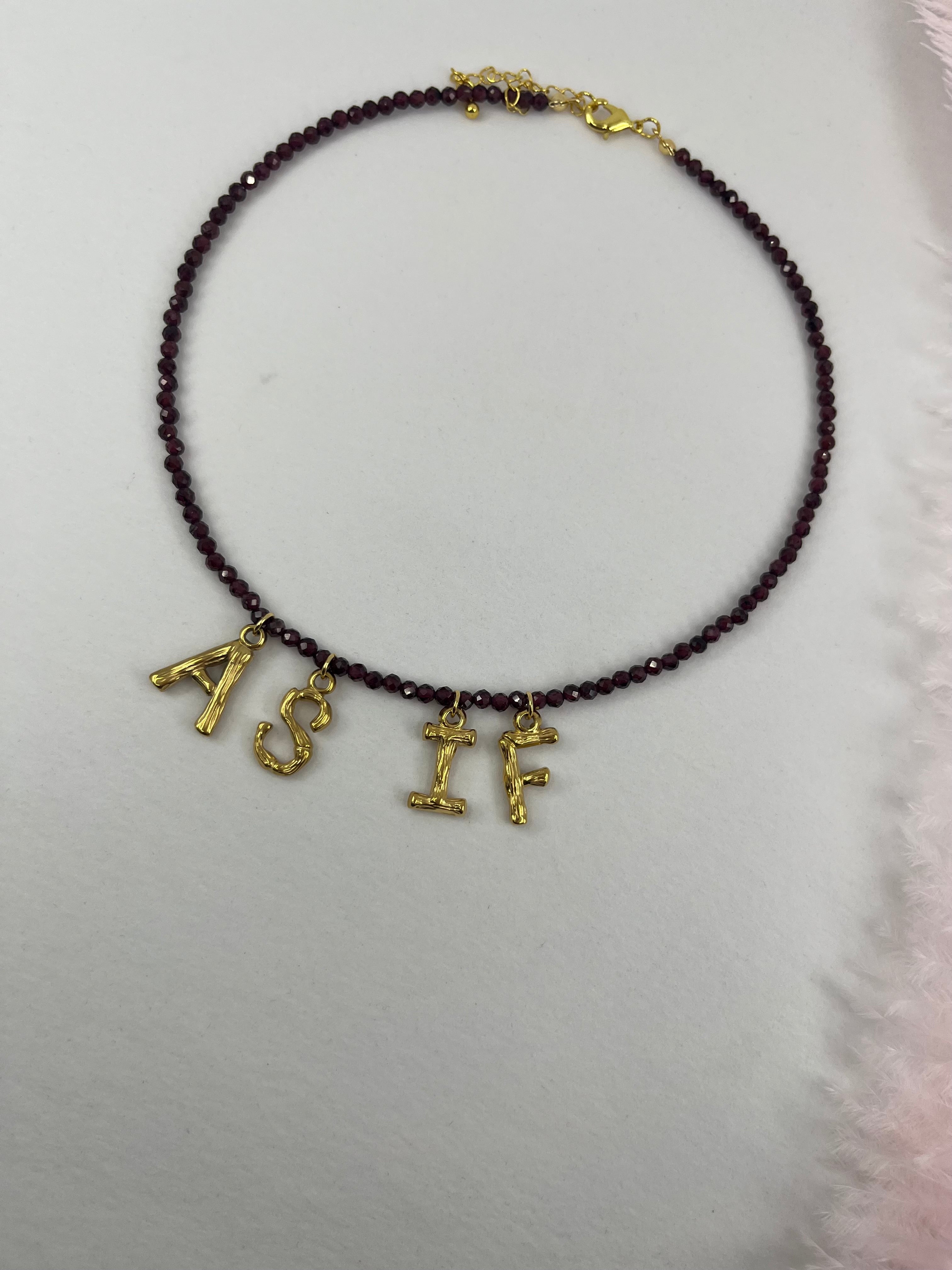 Natural Garnet choker with 18gold pendants AS IF