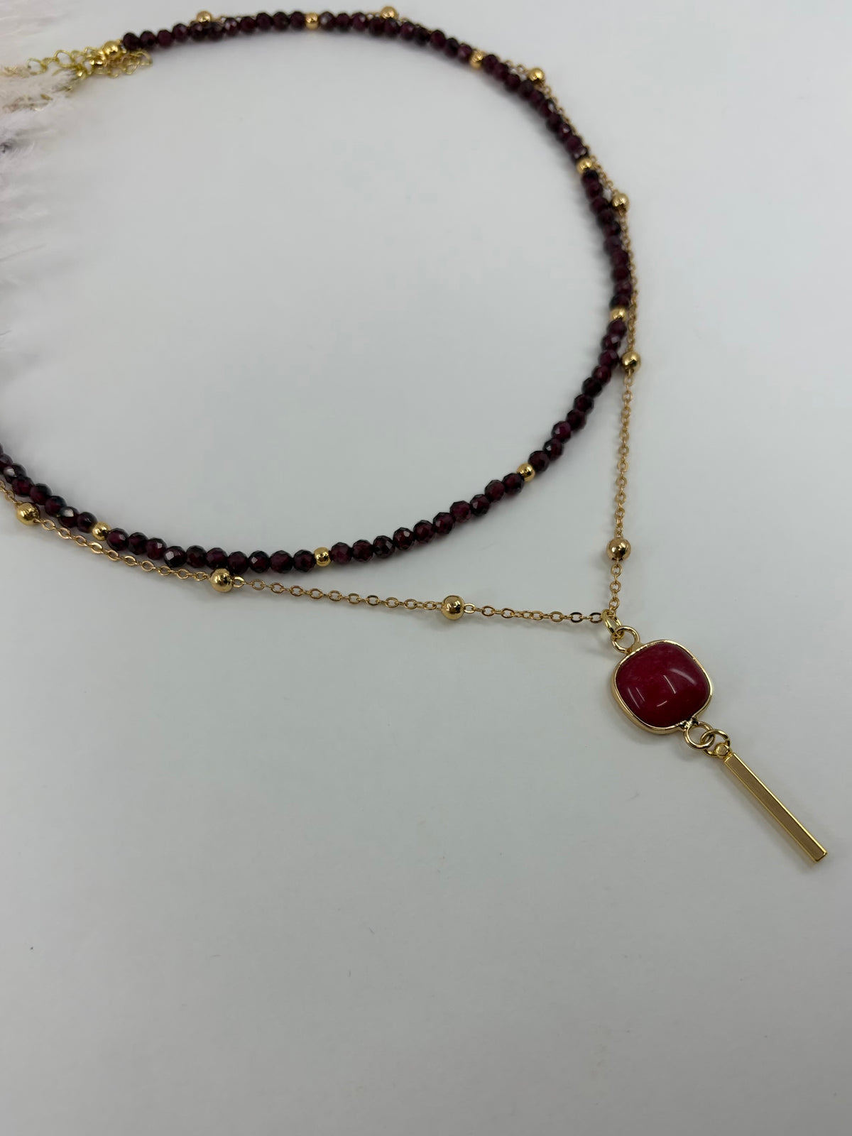 Layered Garnet necklace, jewelry set