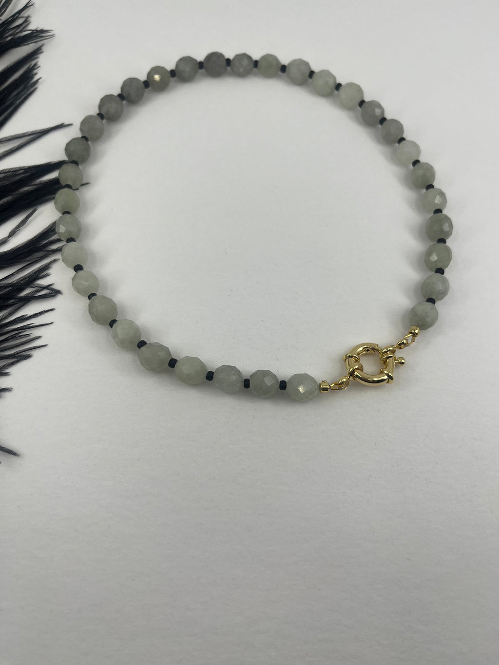 Natural Malaysia Jade Necklace with Gold clasp