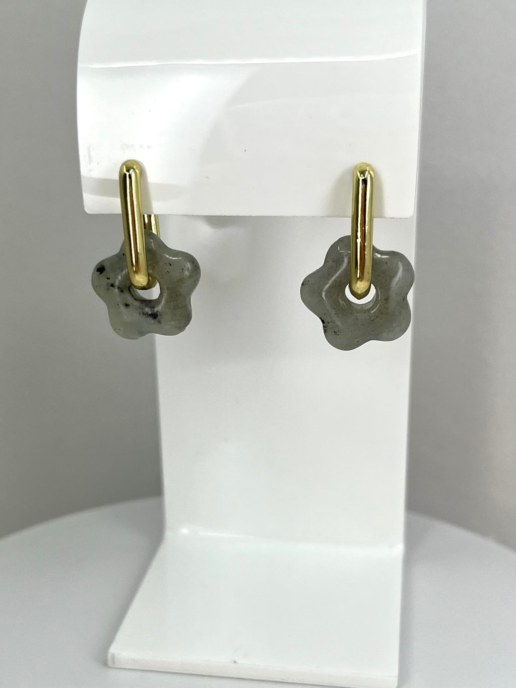 Labradorite flower Earrings,18K Gold Plated