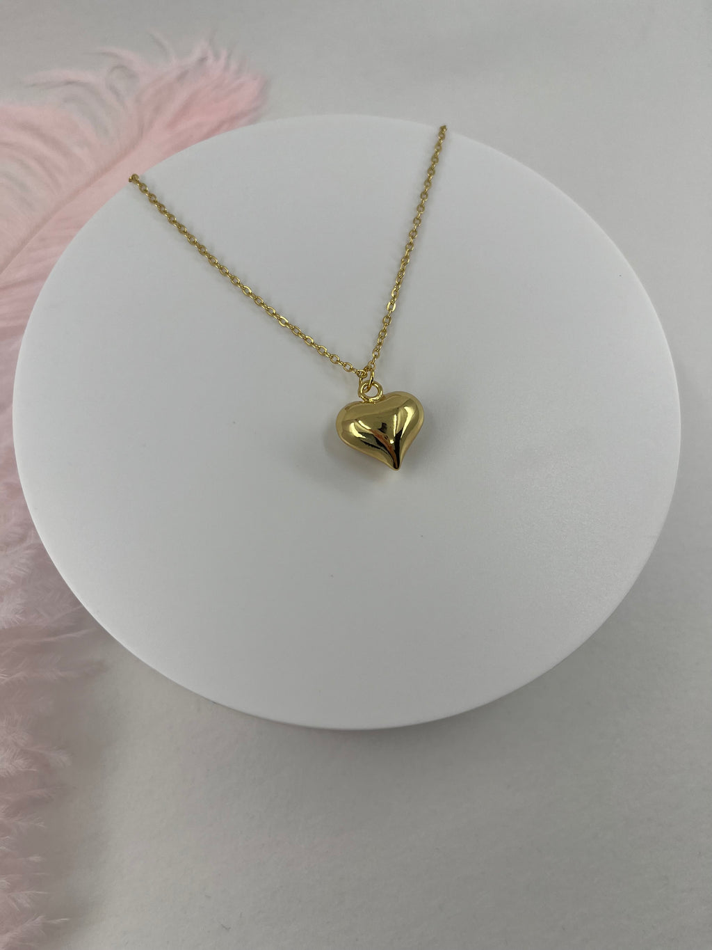 Gold Heart Necklace, Real 18K Gold Plated