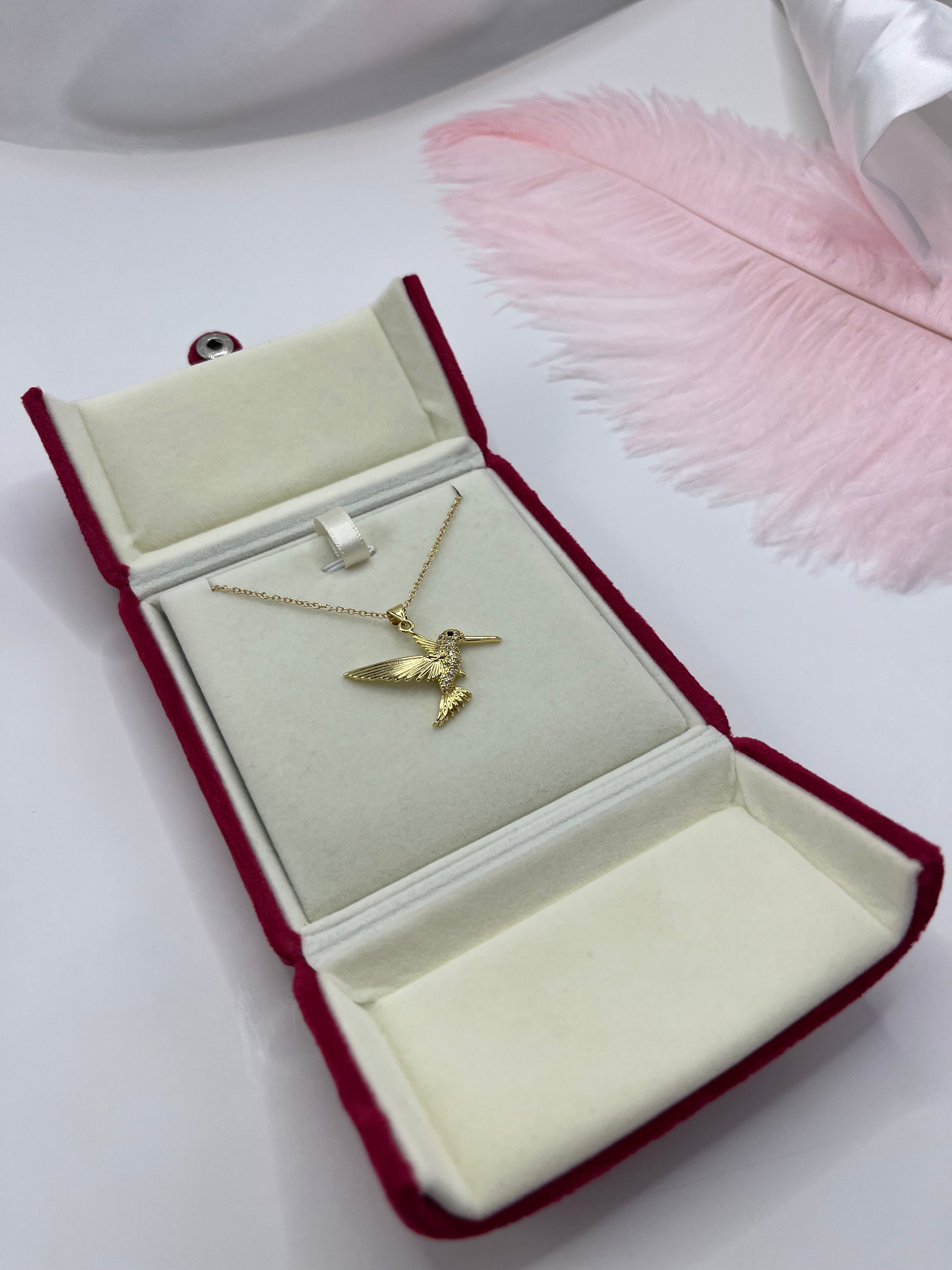 Hummingbird Necklace, Real 18K Gold Plated