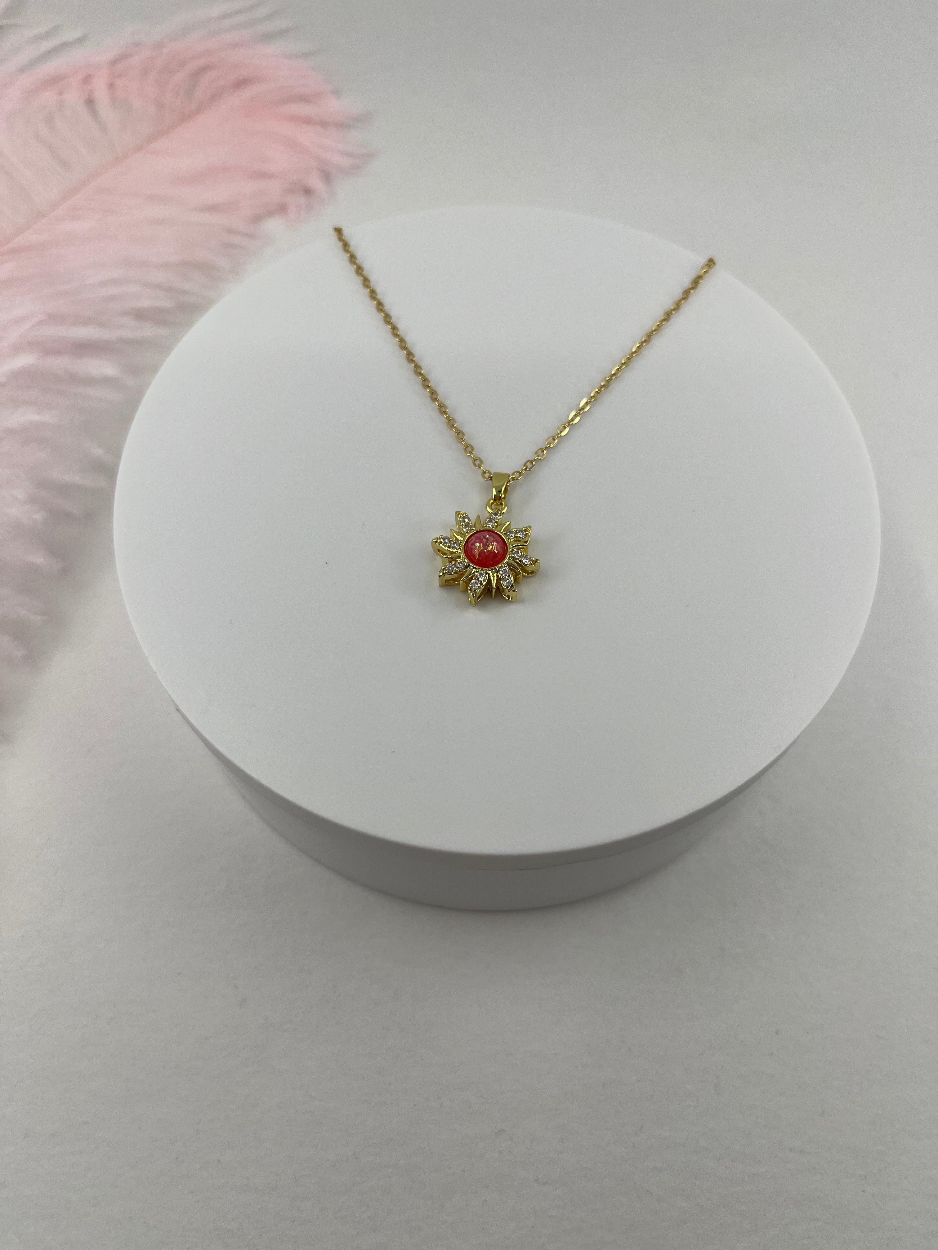 18K Gold Sun Pendant Necklace