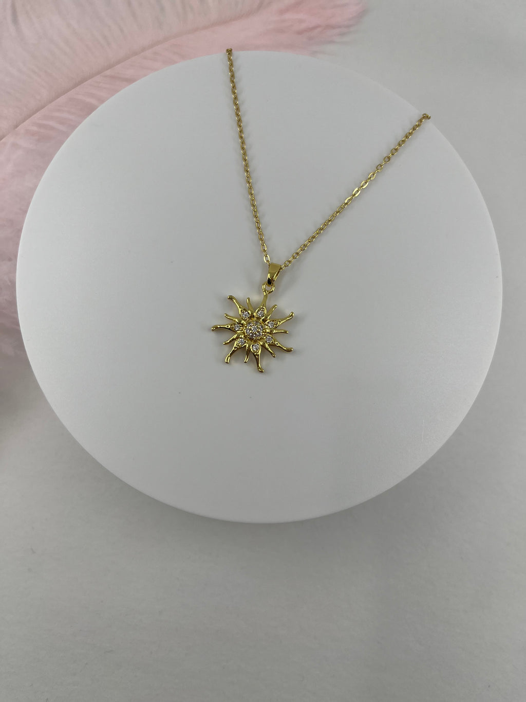 Sun Choker Necklace, Real 18K Gold Plated