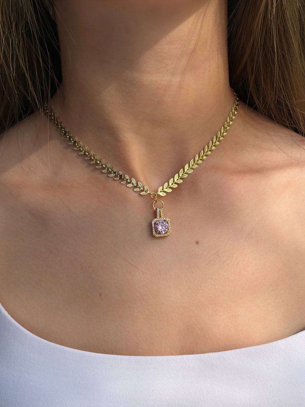18k Gold Plated Jewelry with zirconia pendants, drop earrings