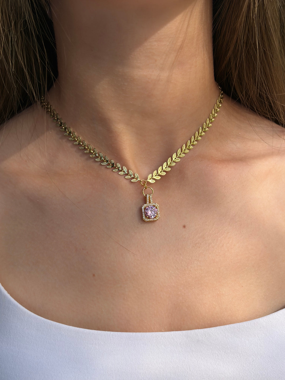 18k Gold Plated Jewelry with zirconia pendants, drop earrings