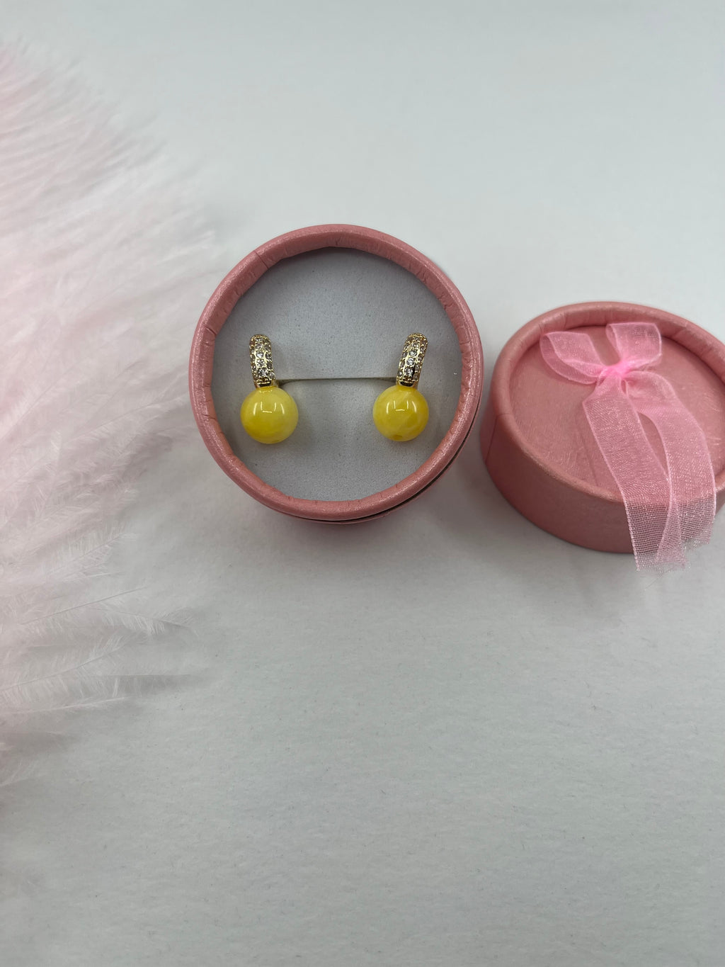 Natural yellow Jade Gold Zirconia Earrings