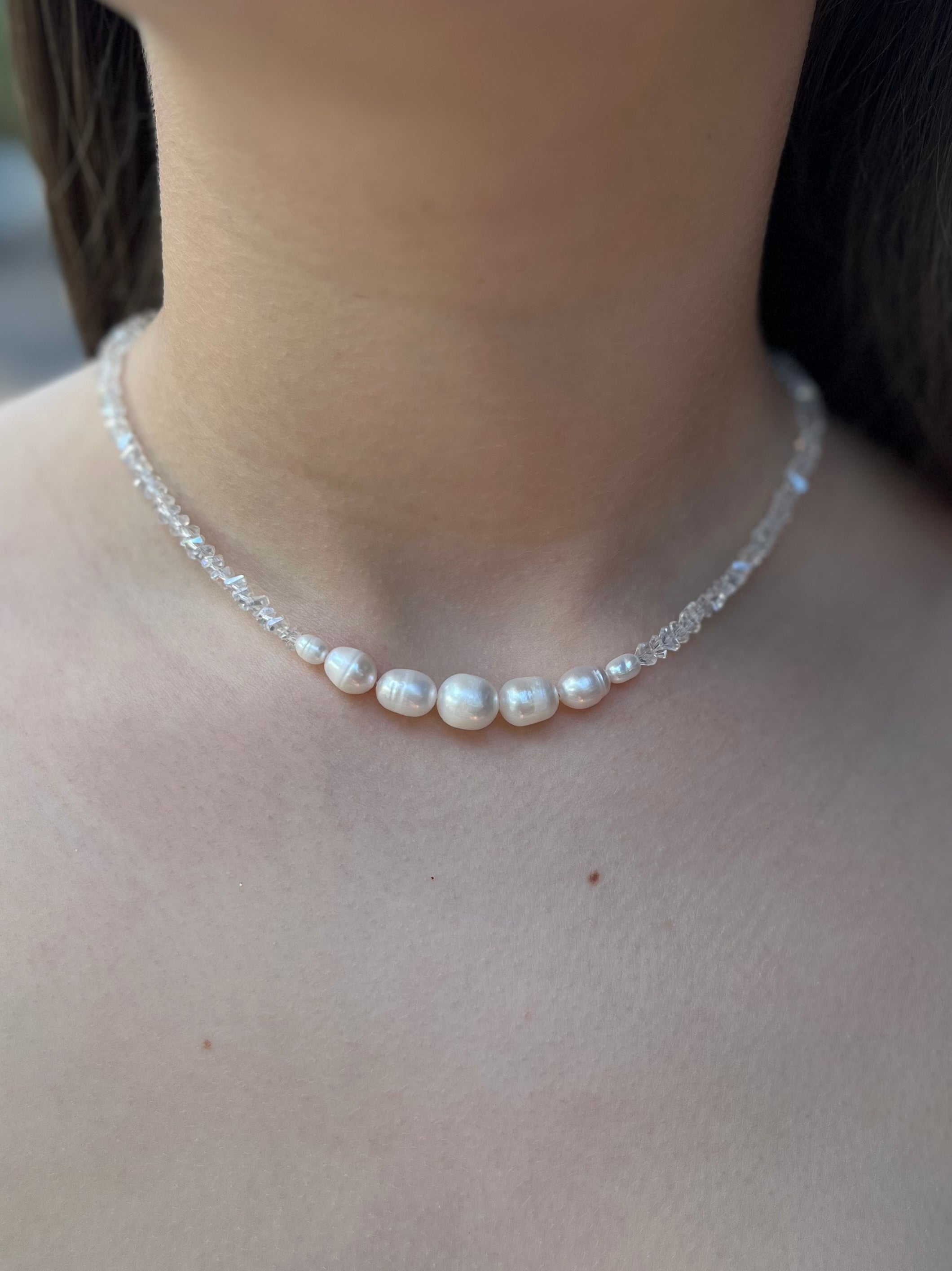 Pearl Choker Necklace with earrings : 18K Gold Plated